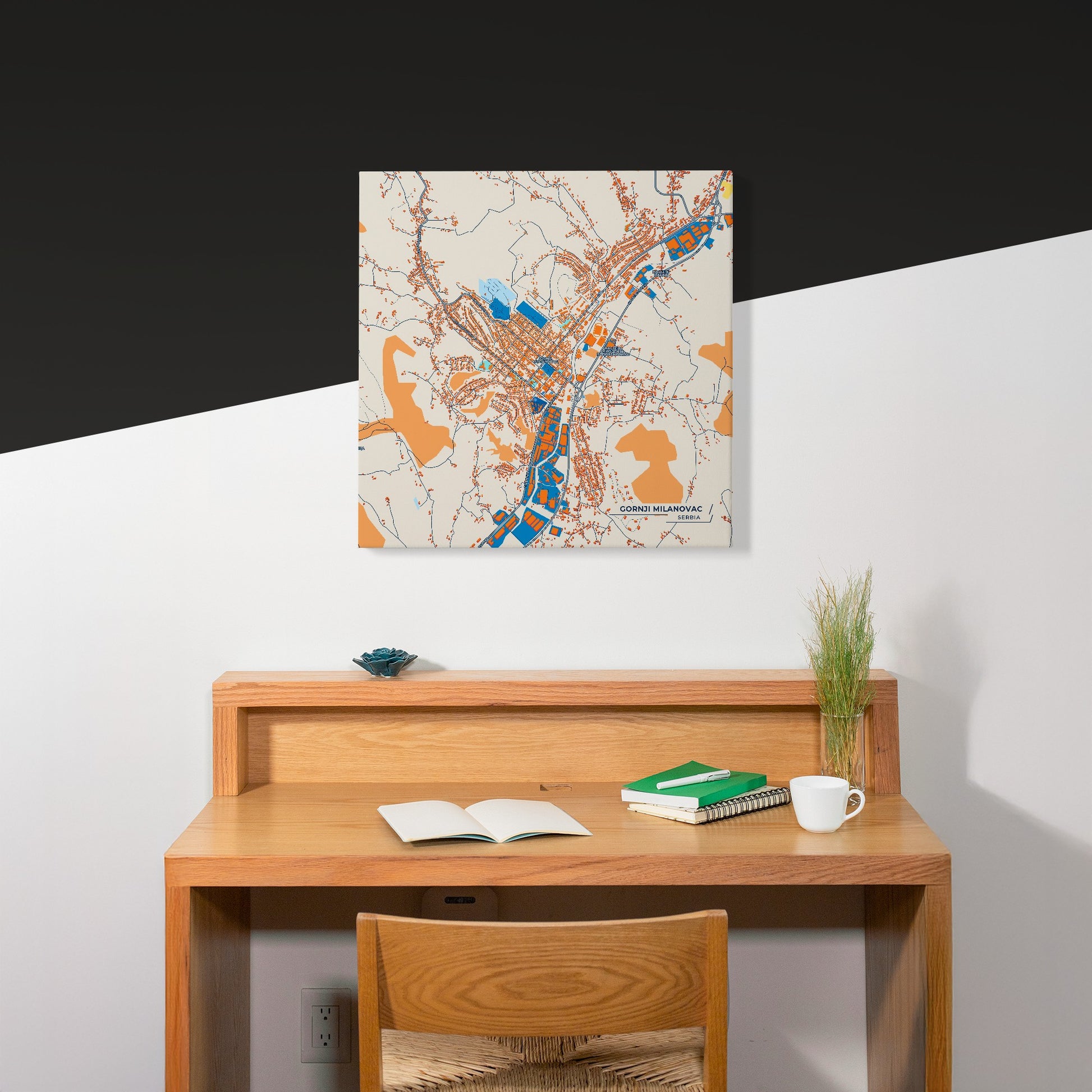 Горњи Милановац Serbia Colorful City Map Canvas Print Scene