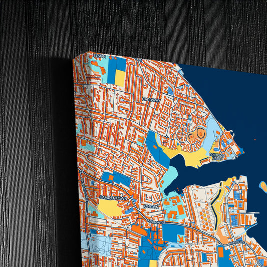 Gosport England Colorful City Map Canvas Print Detail