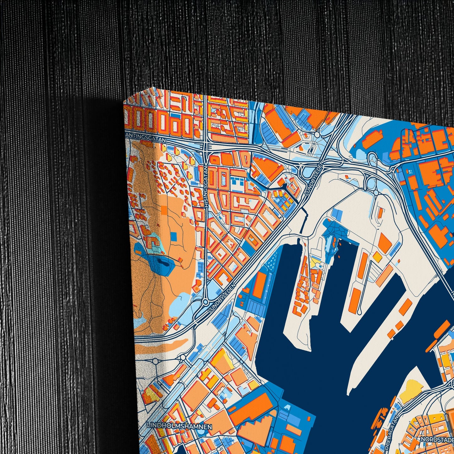 Göteborg Sweden Colorful City Map Canvas Print Detail