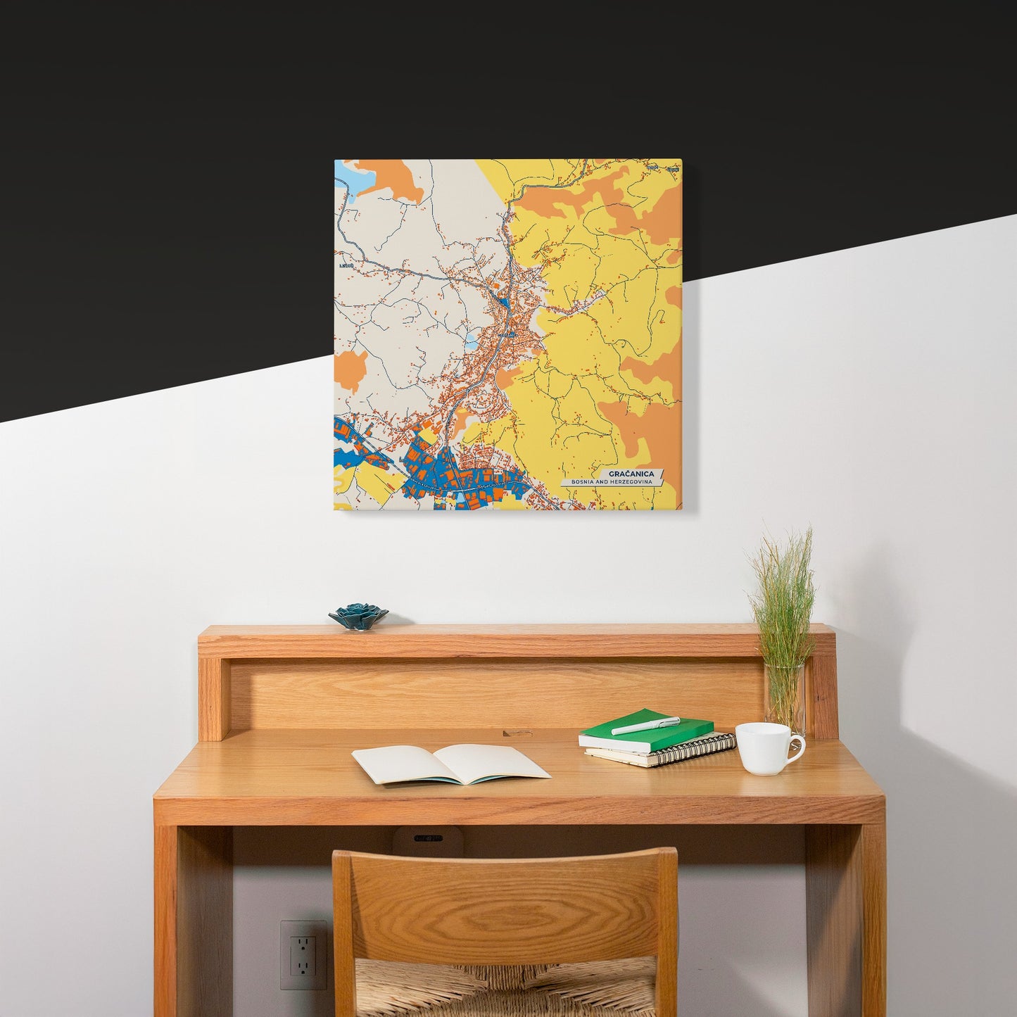 Gračanica Bosnia And Herzegovina Colorful City Map Canvas Print Scene