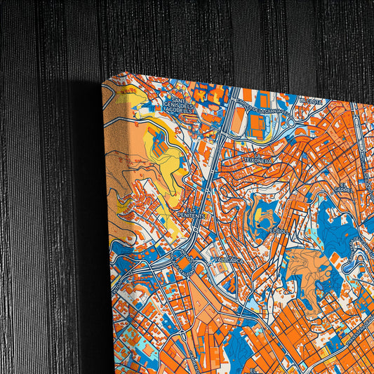 Gràcia Spain Colorful City Map Canvas Print Detail