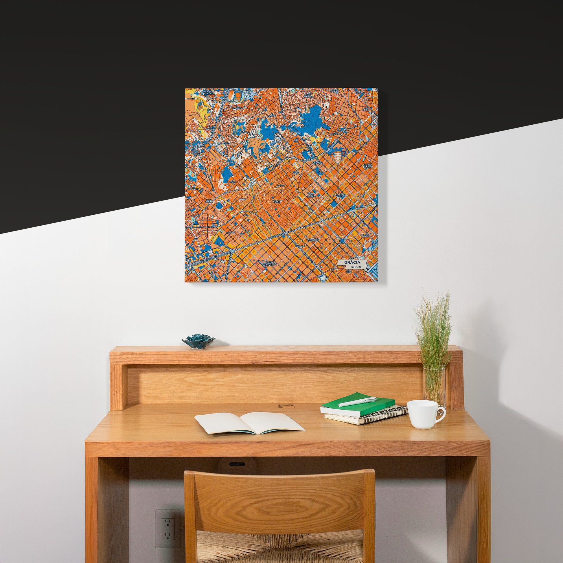 Gràcia Spain Colorful City Map Canvas Print Scene