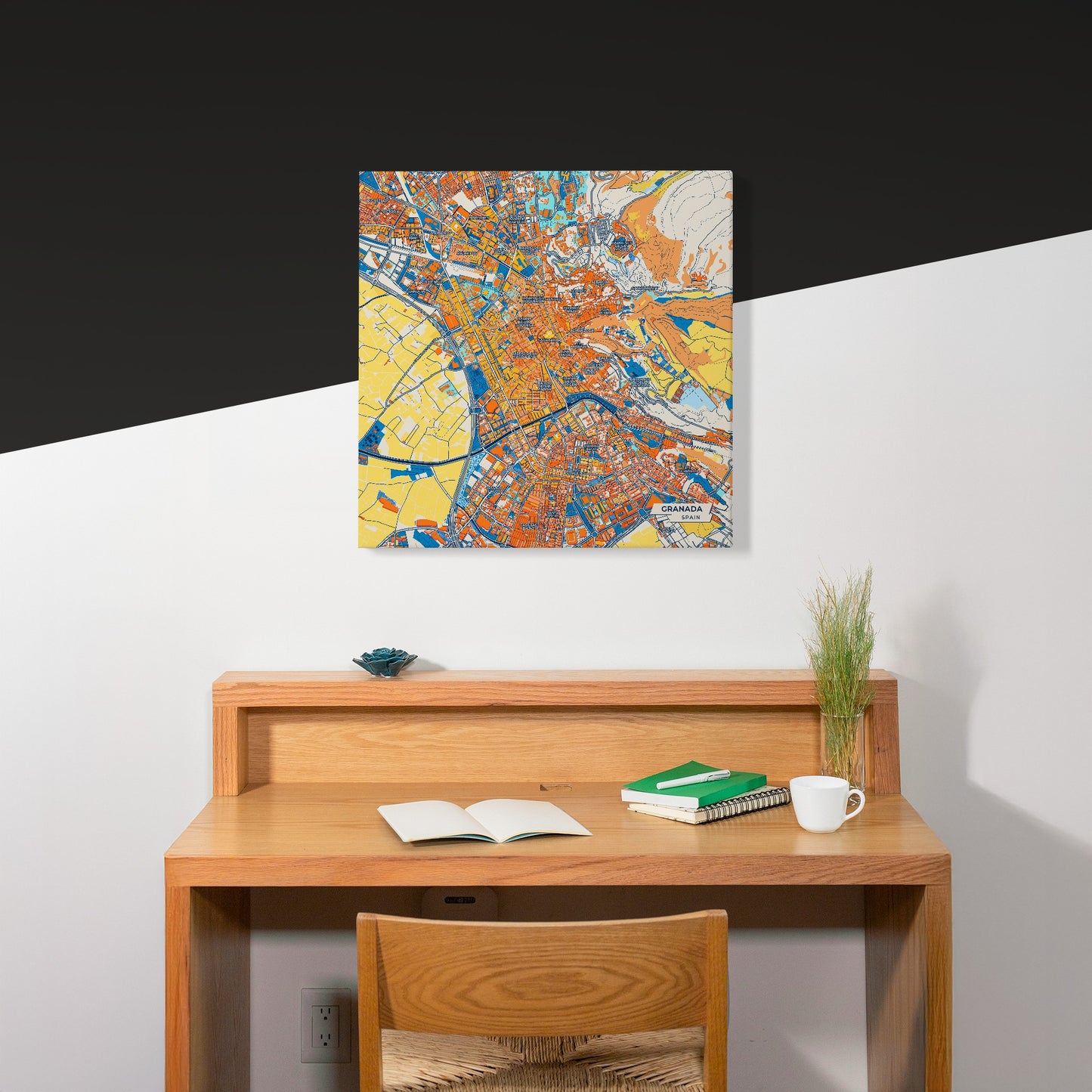 Granada Spain Colorful City Map Canvas Print Scene