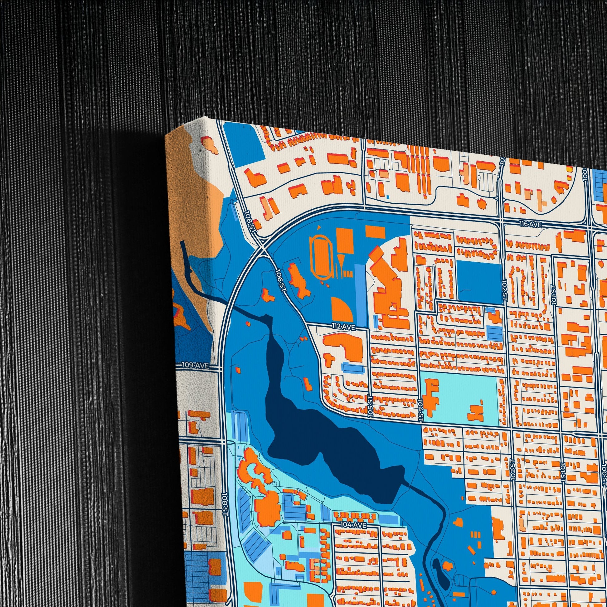 Grande Prairie Canada Colorful City Map Canvas Print Detail