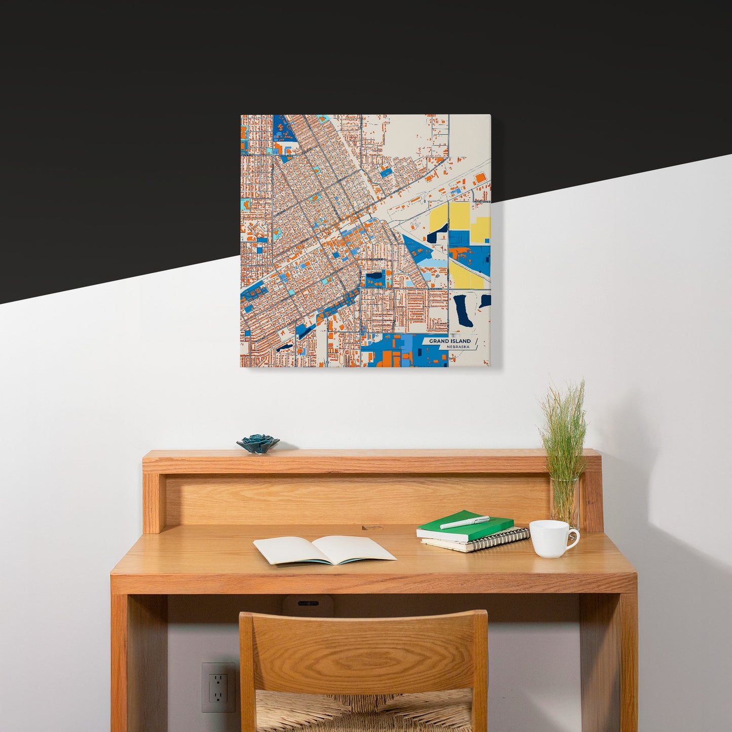 Grand Island Nebraska Colorful City Map Canvas Print Scene