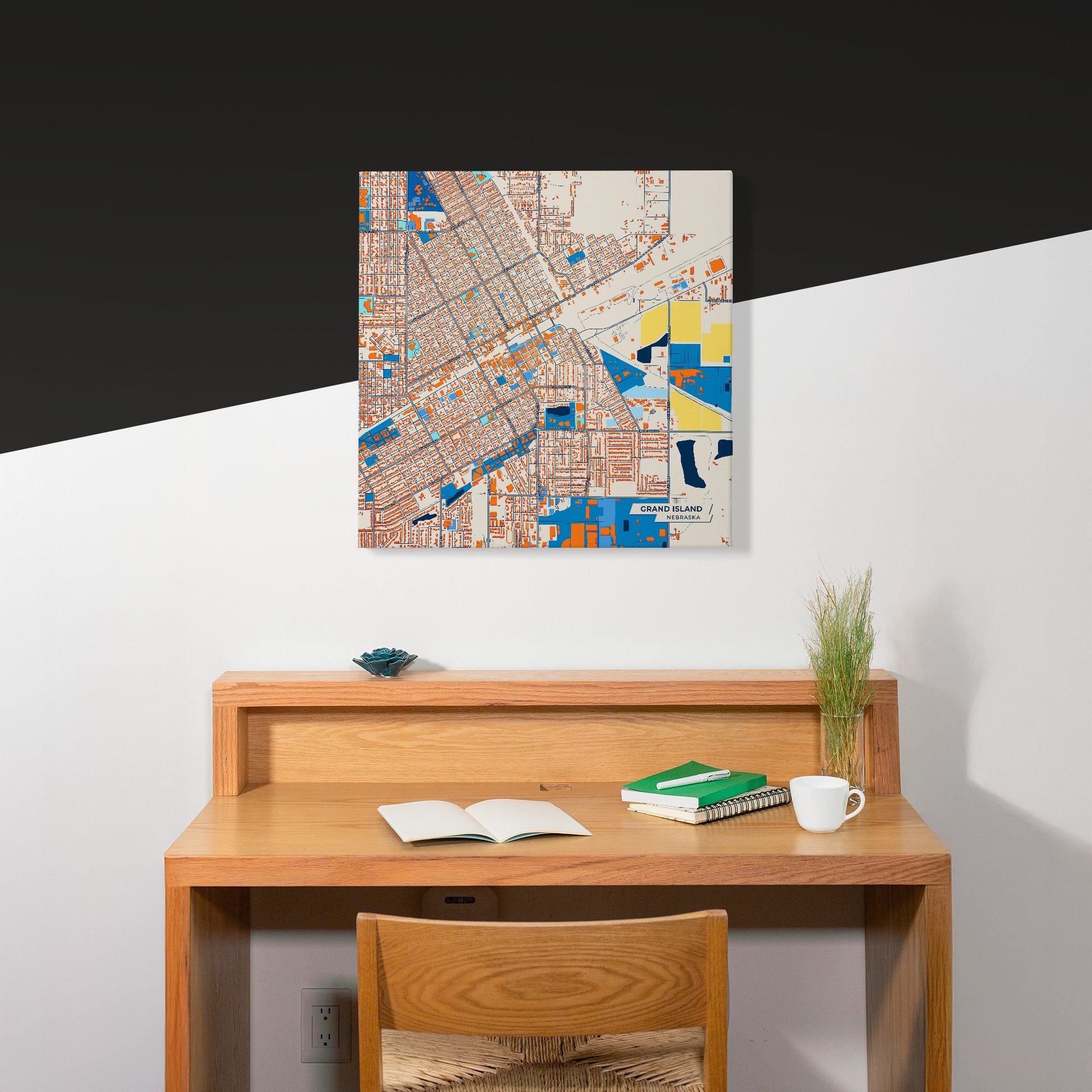 Grand Island Nebraska Colorful City Map Canvas Print Scene
