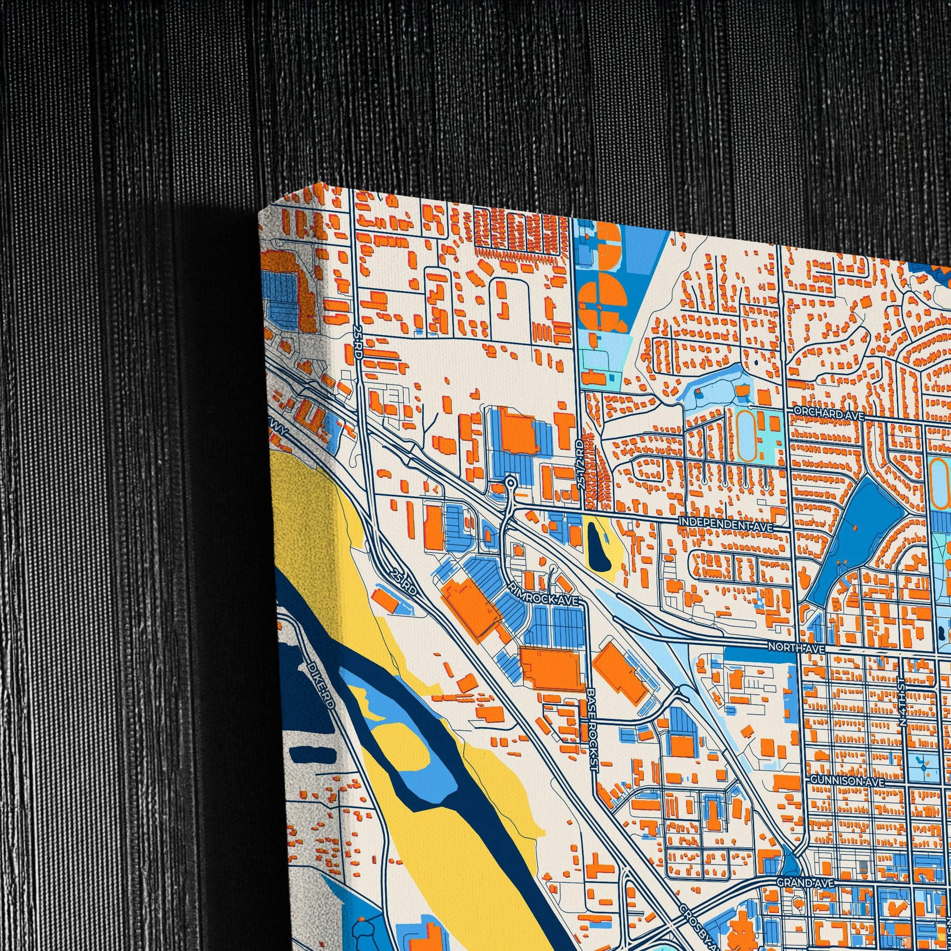 Grand Junction Colorado Colorful City Map Canvas Print Detail