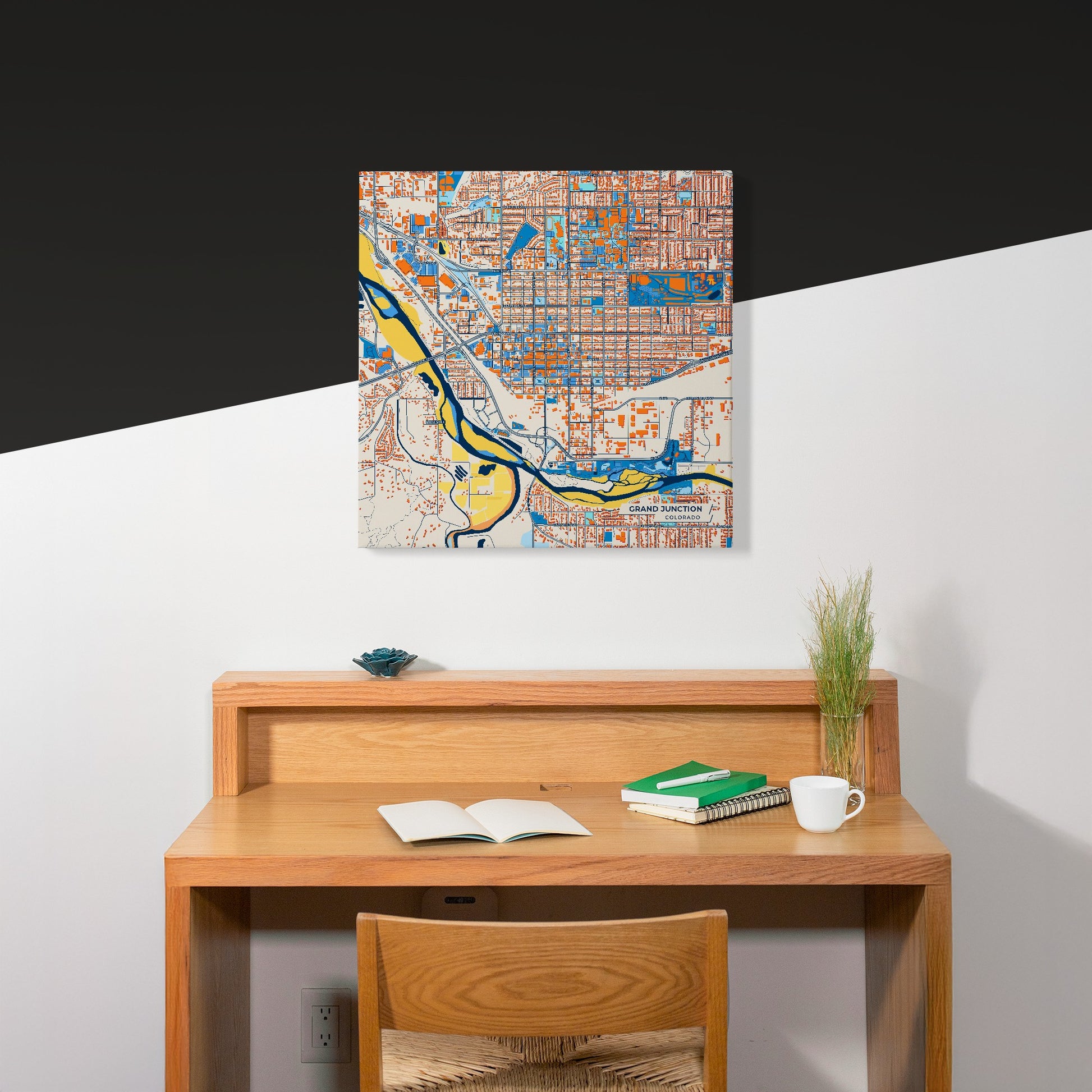 Grand Junction Colorado Colorful City Map Canvas Print Scene