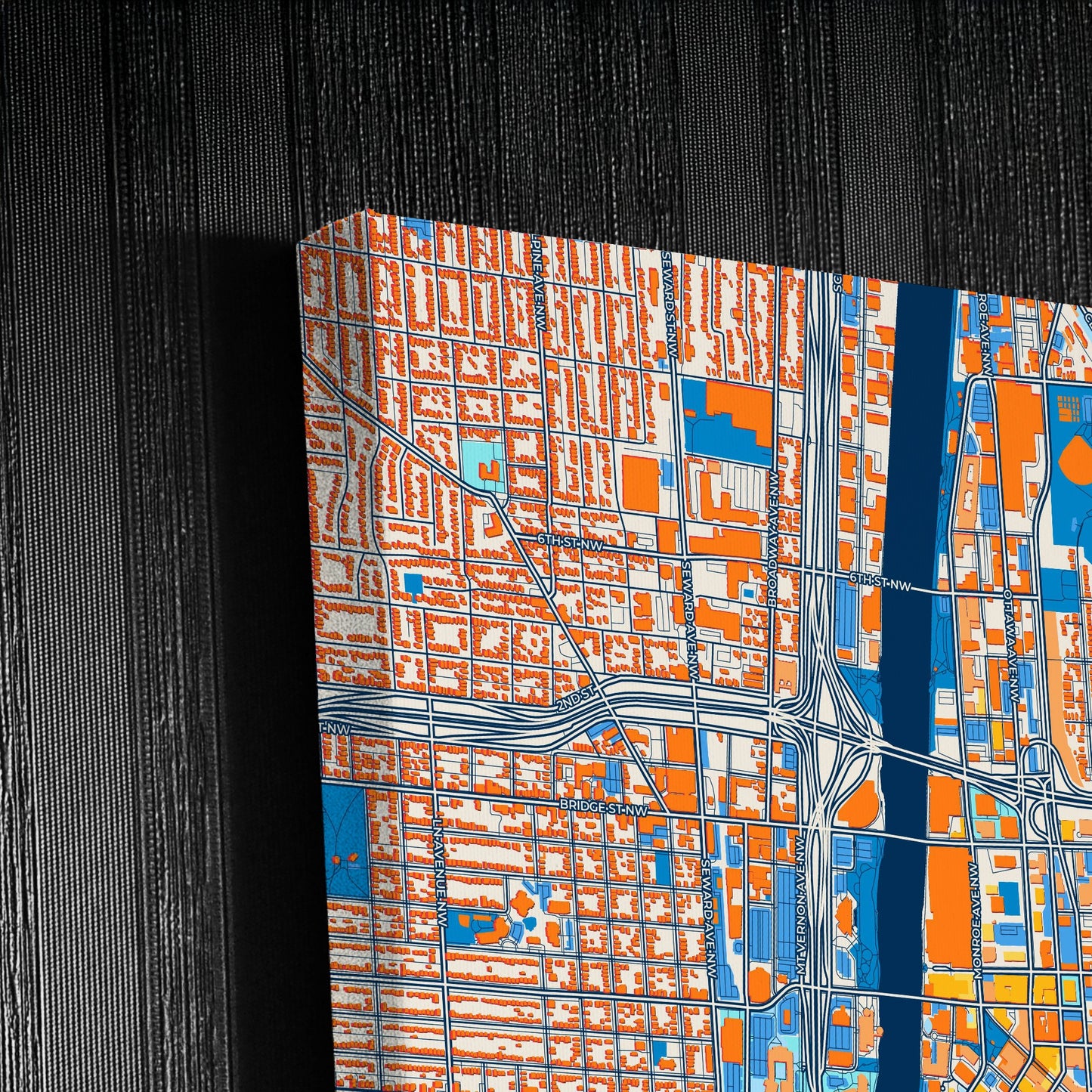 Grand Rapids Michigan Colorful City Map Canvas Print Detail