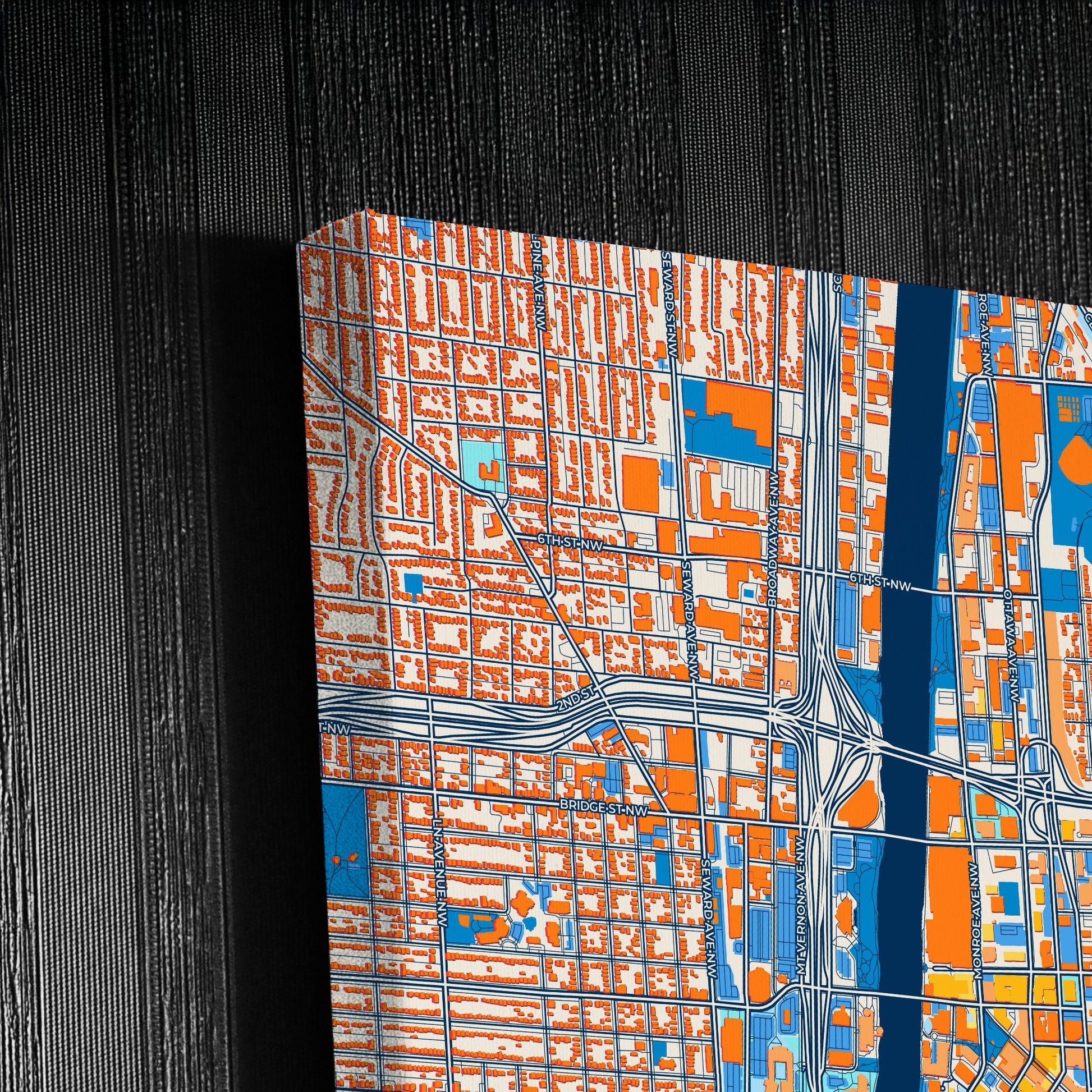 Grand Rapids Michigan Colorful City Map Canvas Print Detail