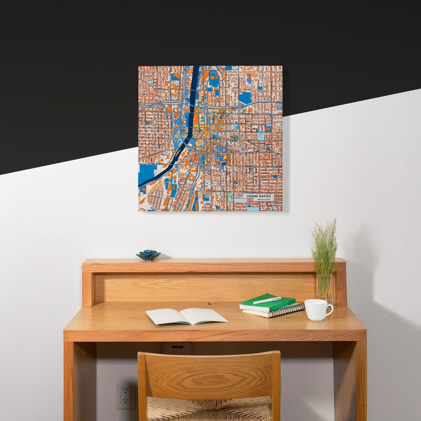 Grand Rapids Michigan Colorful City Map Canvas Print Scene