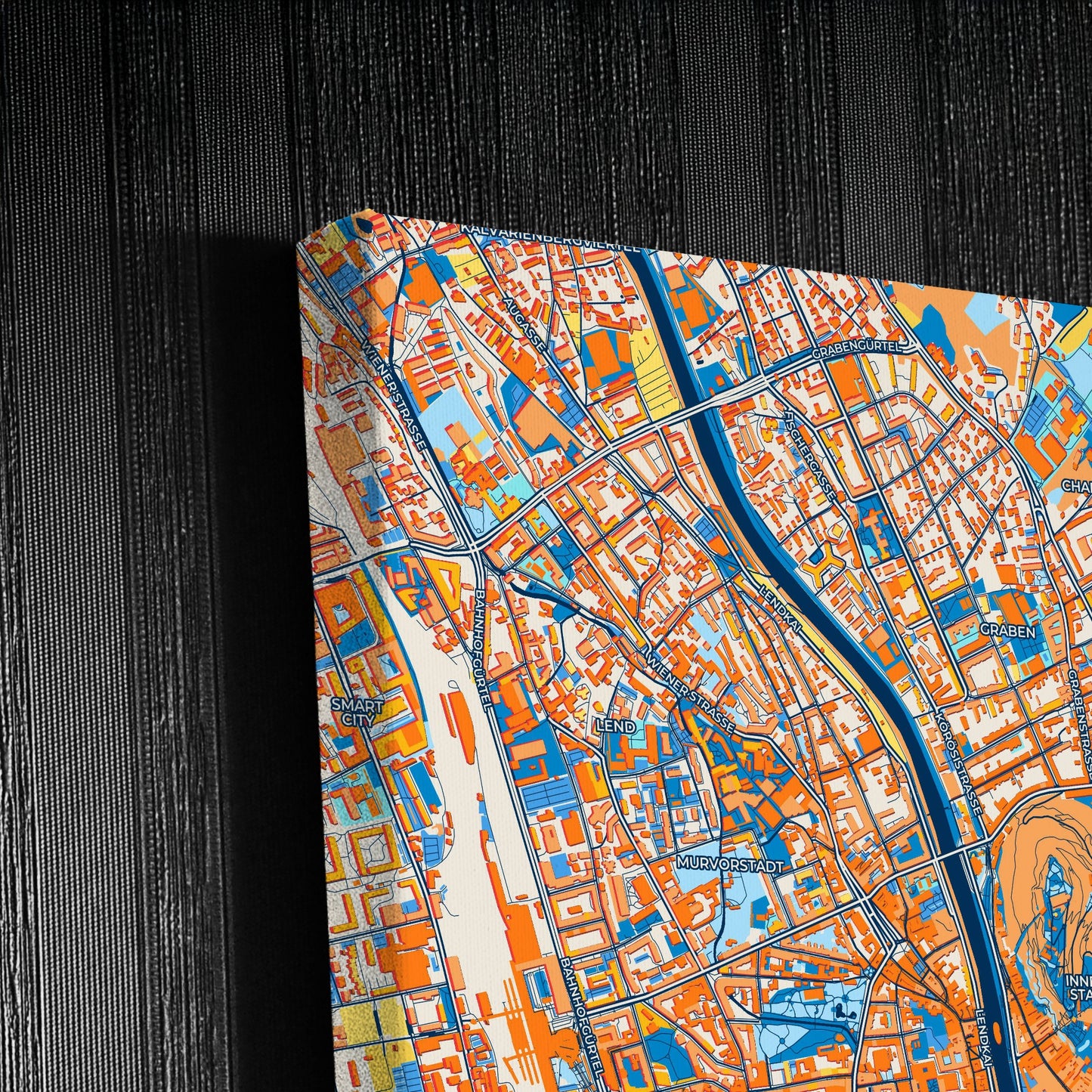 Graz Austria Colorful City Map Canvas Print Detail