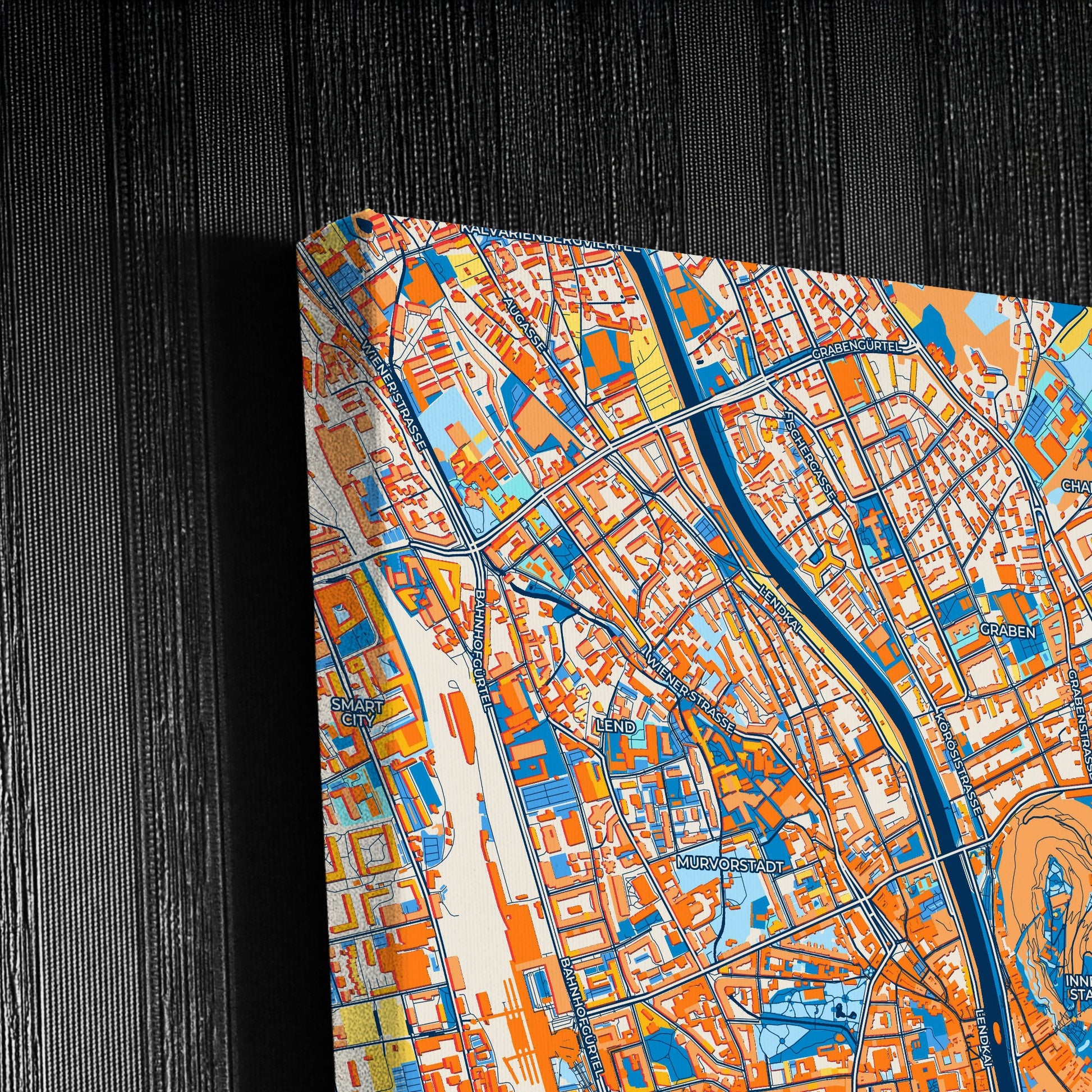 Graz Austria Colorful City Map Canvas Print Detail