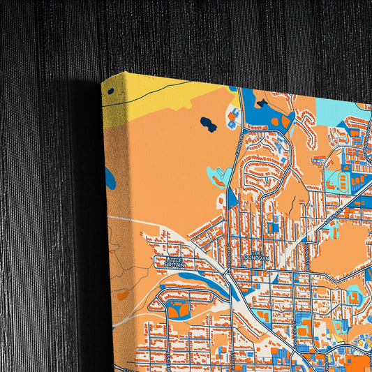 Greater Sudbury Canada Colorful City Map Canvas Print Detail