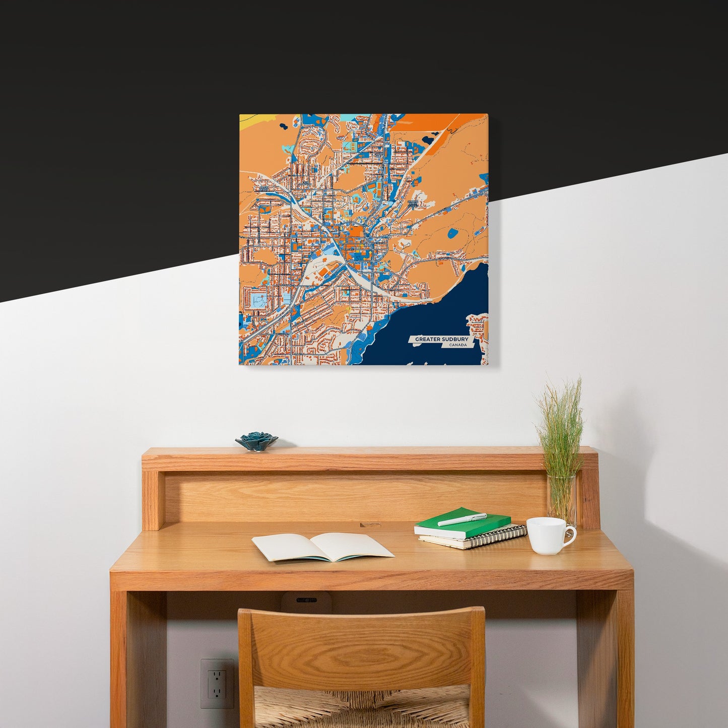 Greater Sudbury Canada Colorful City Map Canvas Print Scene