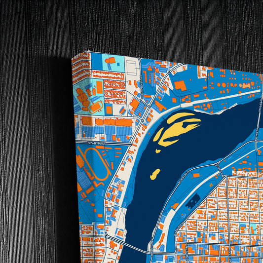 Great Falls Montana Colorful City Map Canvas Print Detail