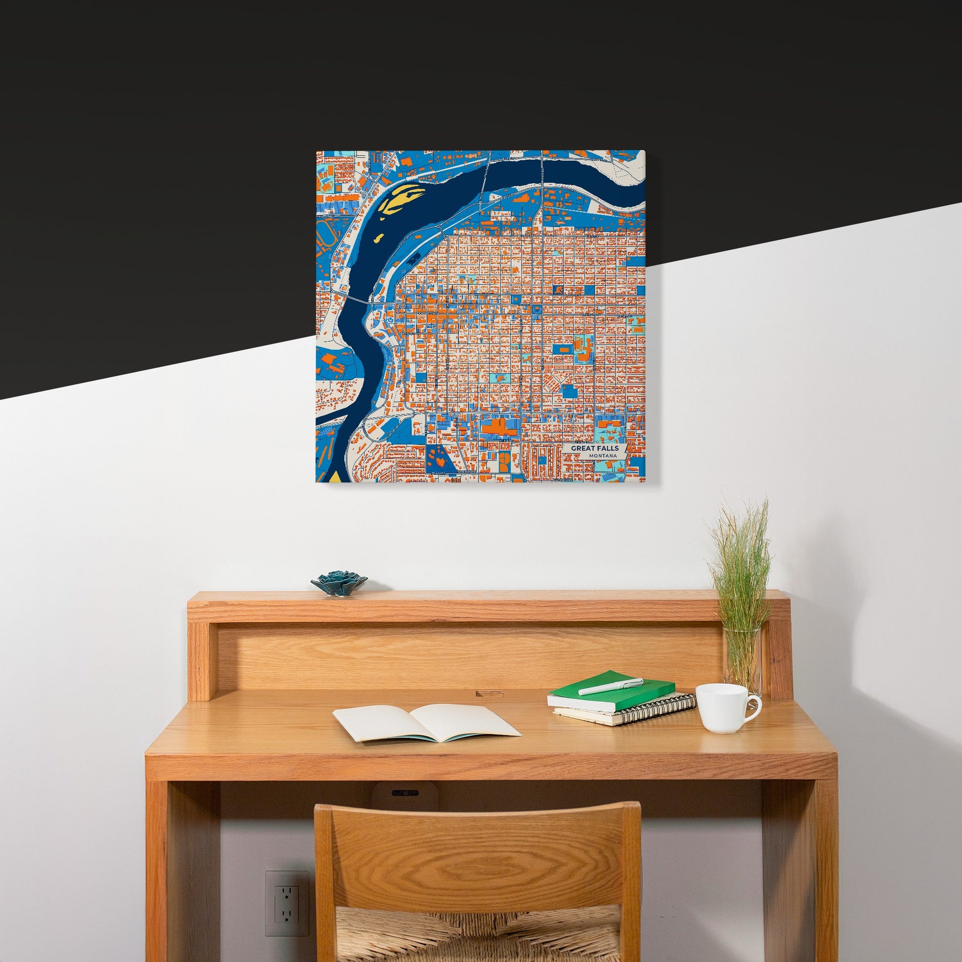 Great Falls Montana Colorful City Map Canvas Print Scene
