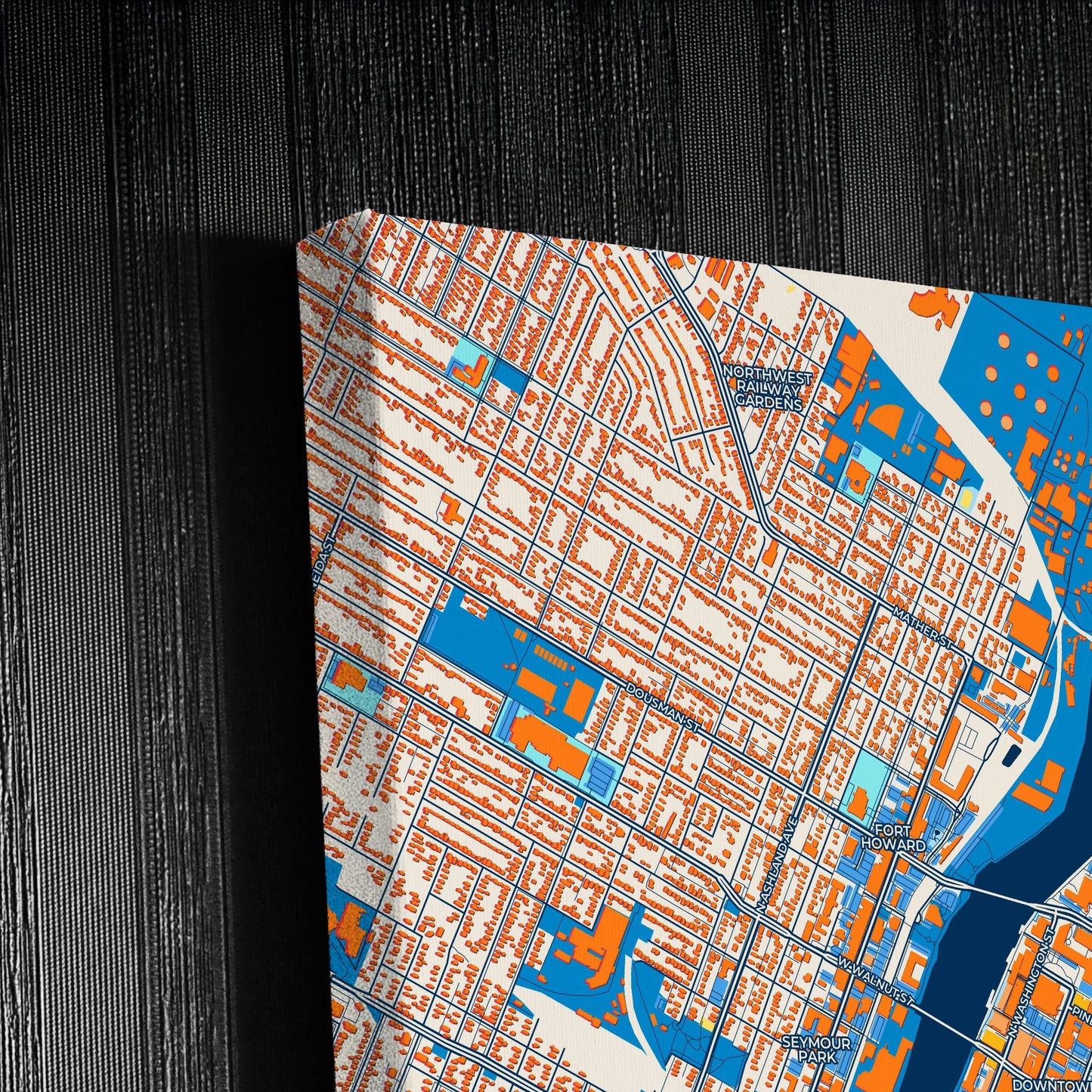 Green Bay Wisconsin Colorful City Map Canvas Print Detail