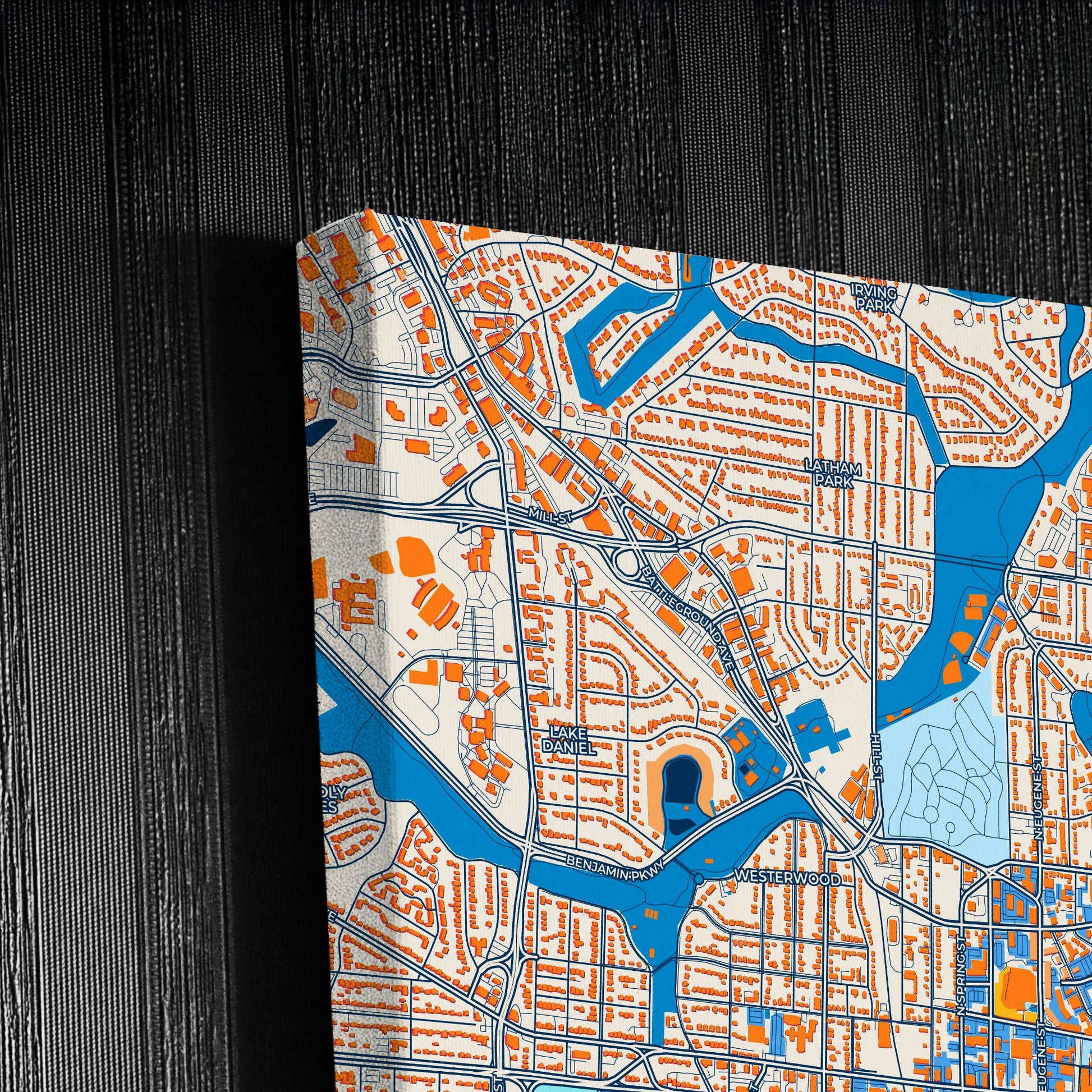 Greensboro North Carolina Colorful City Map Canvas Print Detail