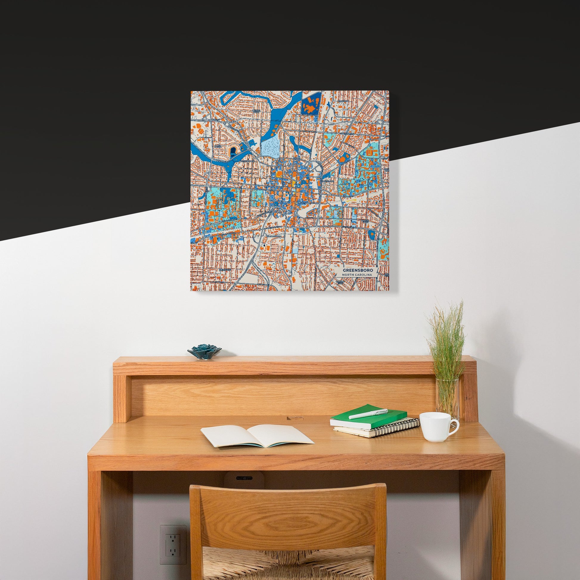 Greensboro North Carolina Colorful City Map Canvas Print Scene