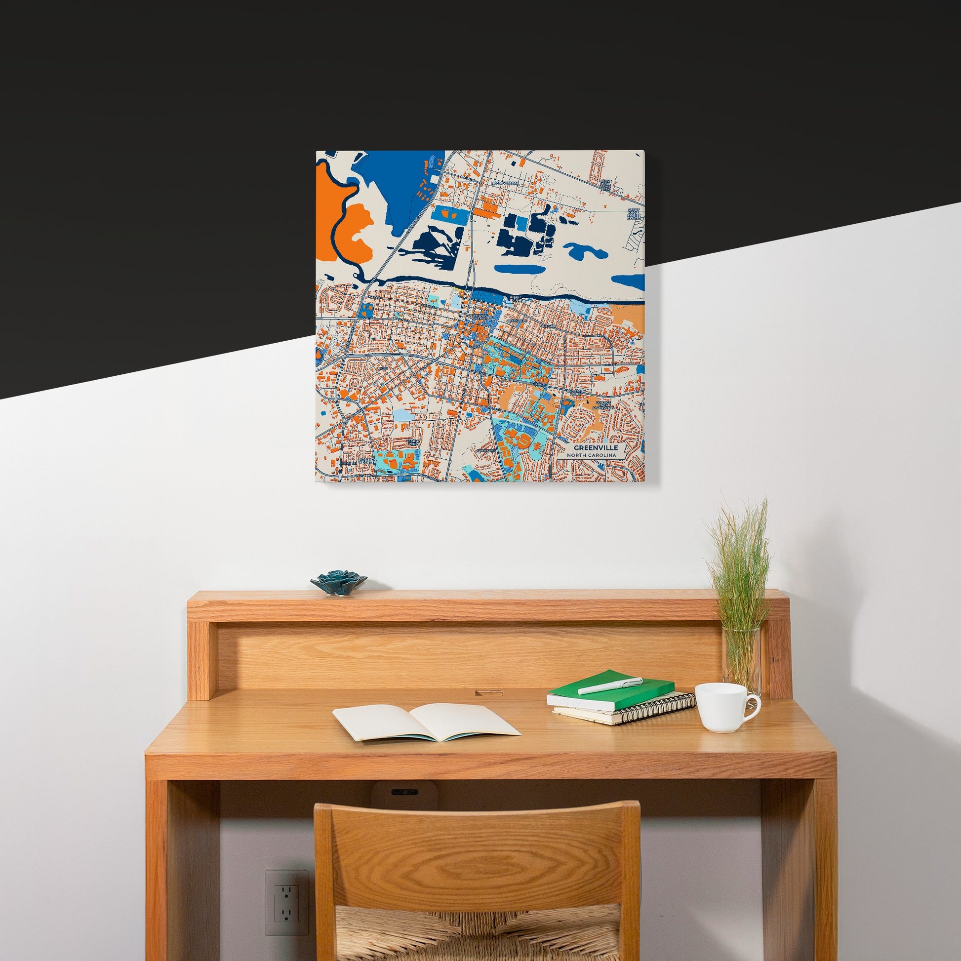 Greenville North Carolina Colorful City Map Canvas Print Scene