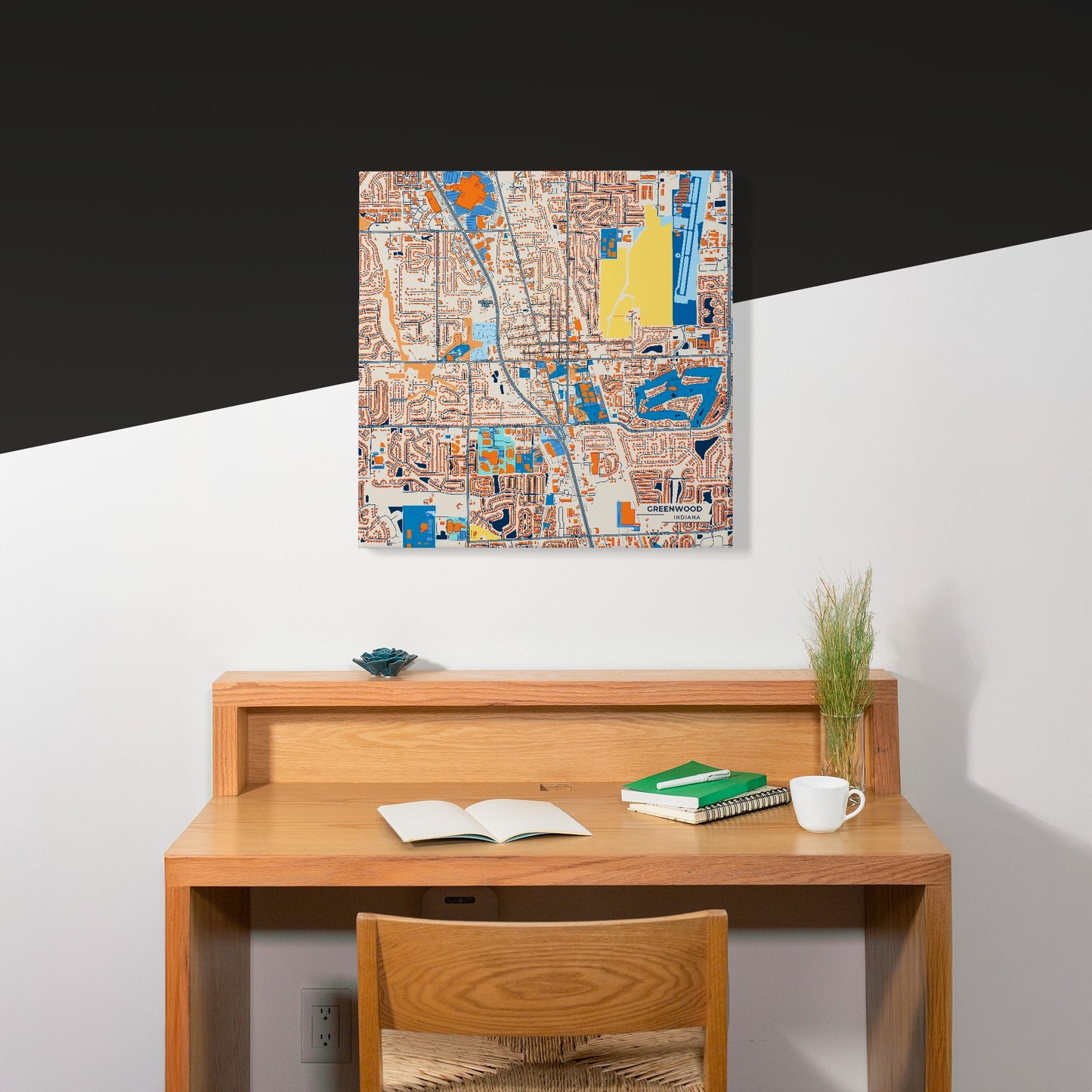Greenwood Indiana Colorful City Map Canvas Print Scene
