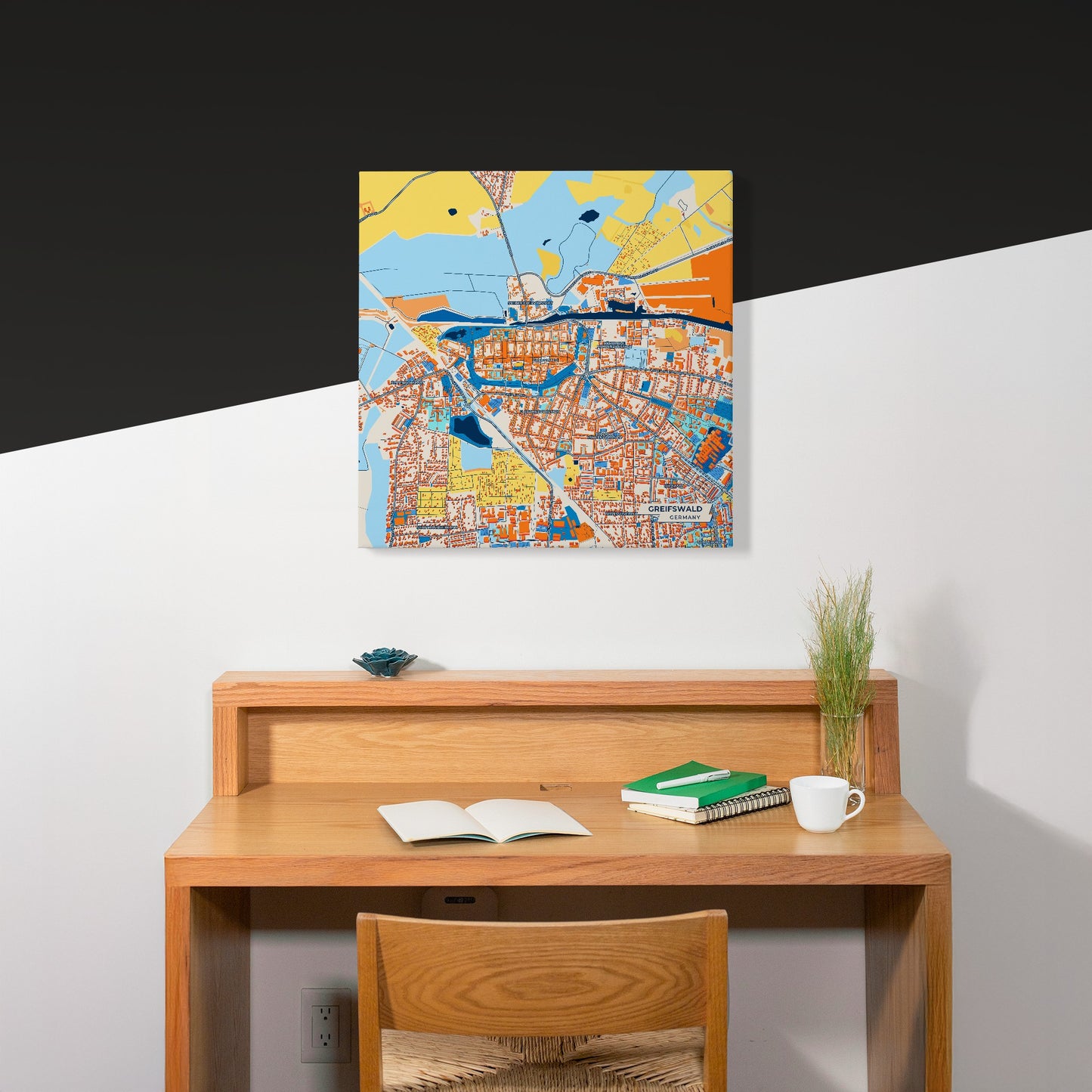 Greifswald Germany Colorful City Map Canvas Print Scene
