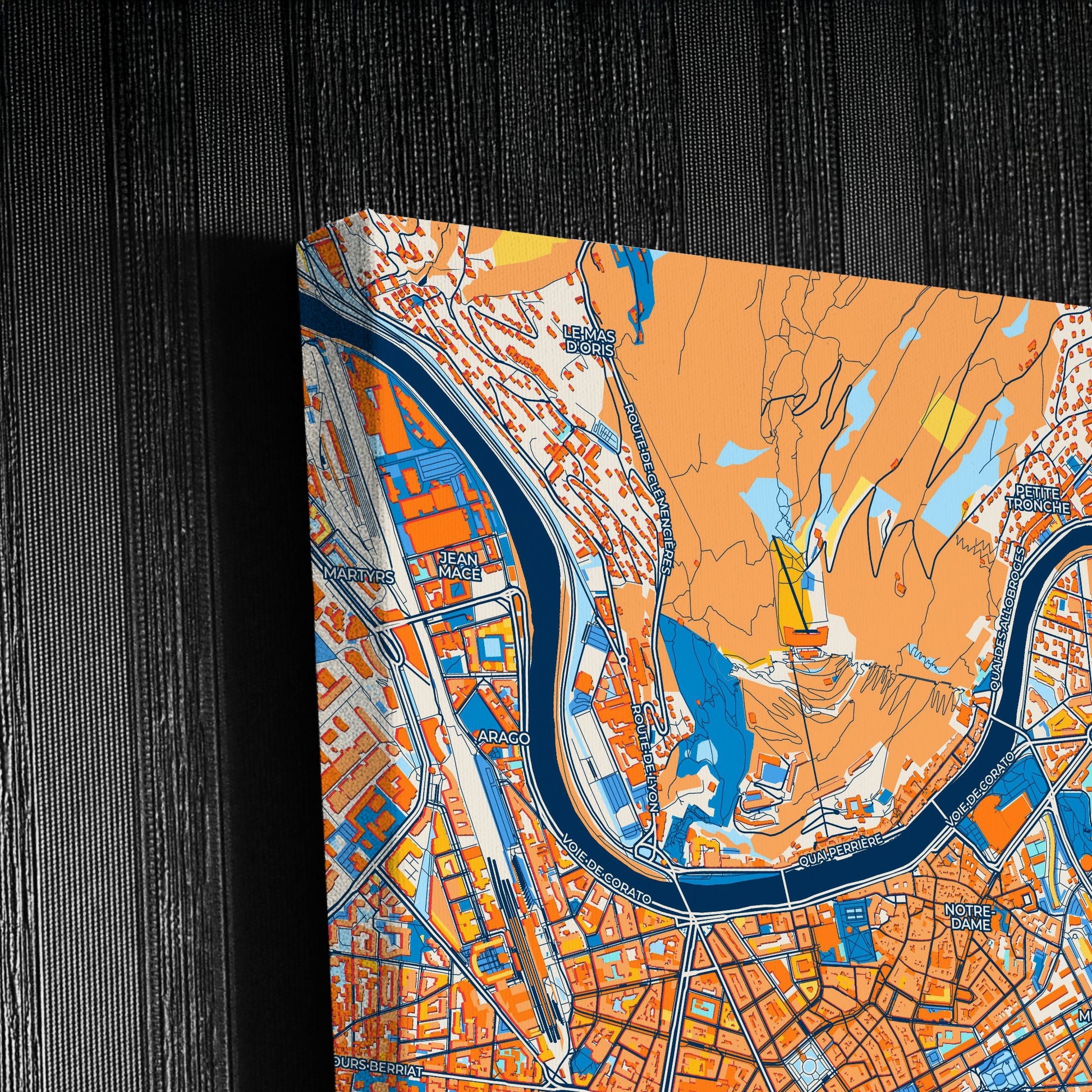 Grenoble France Colorful City Map Canvas Print Detail