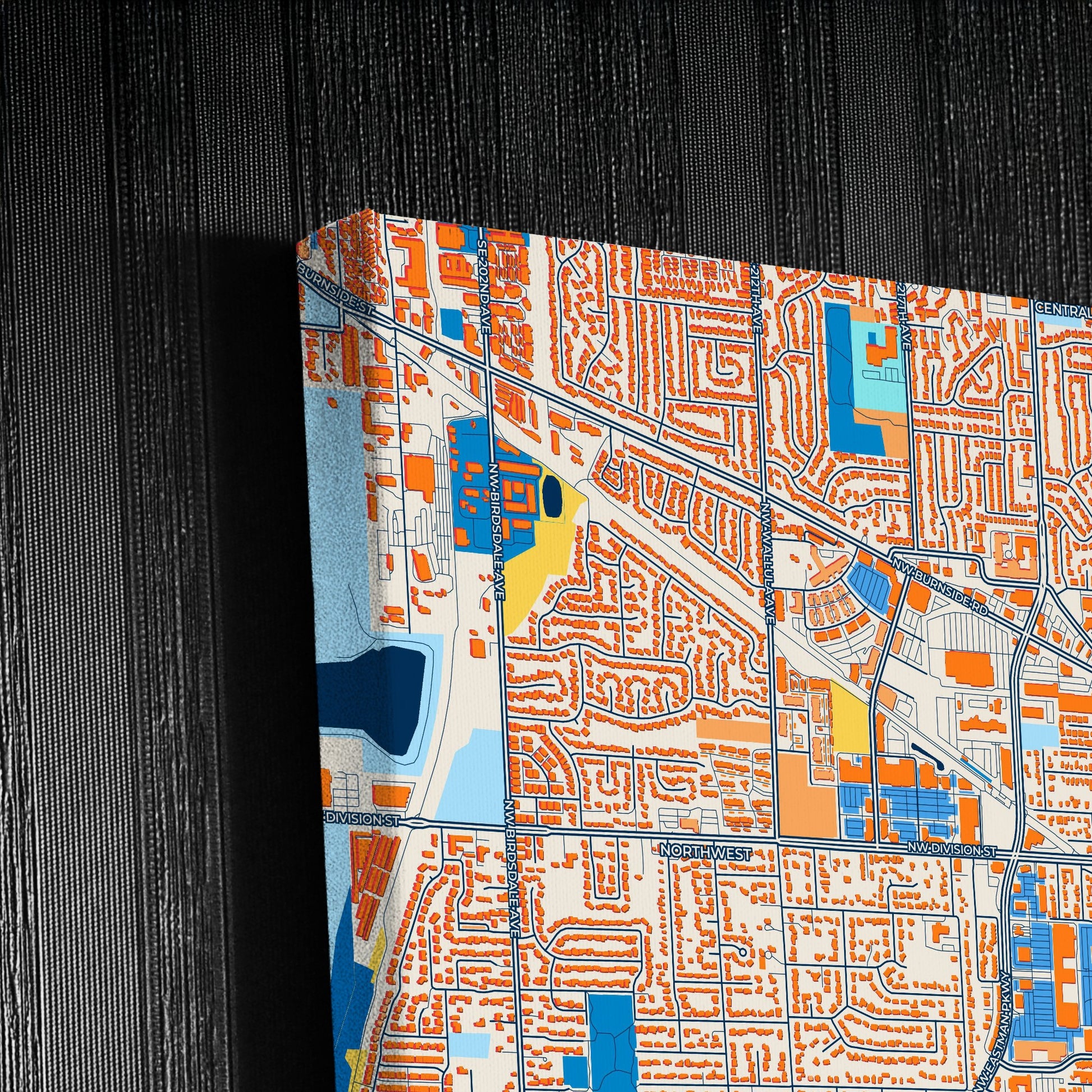 Gresham Oregon Colorful City Map Canvas Print Detail