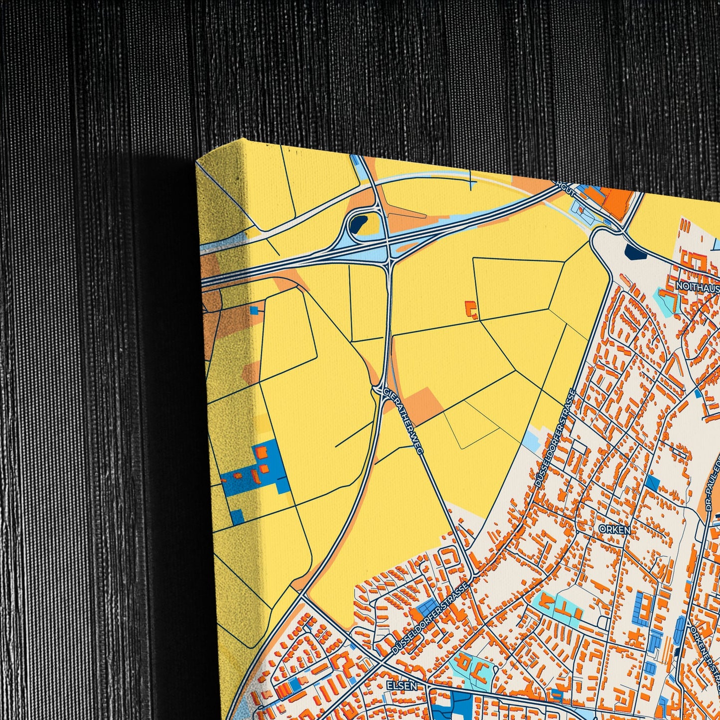 Grevenbroich Germany Colorful City Map Canvas Print Detail