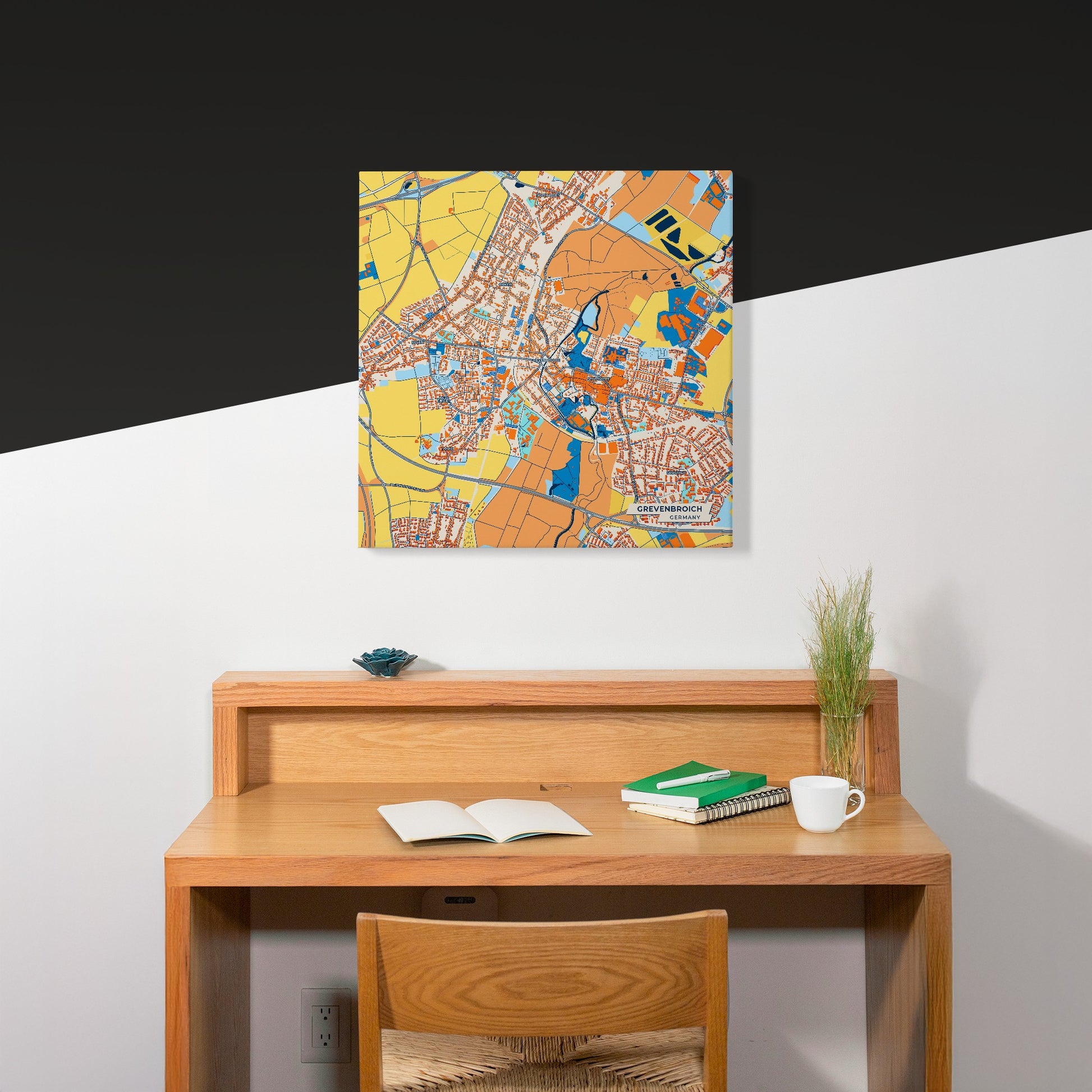 Grevenbroich Germany Colorful City Map Canvas Print Scene