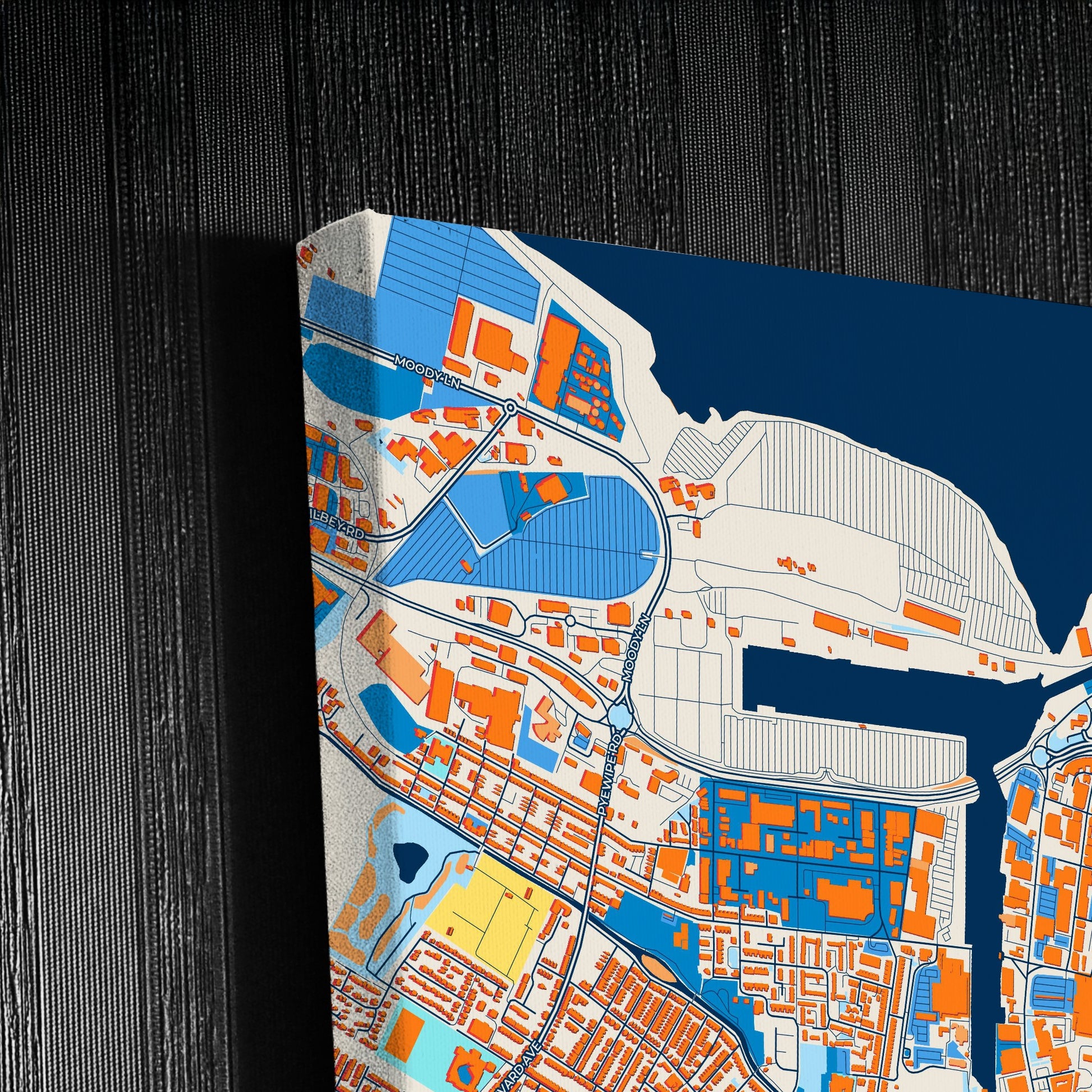 Grimsby England Colorful City Map Canvas Print Detail
