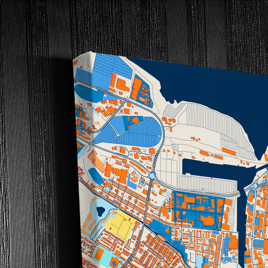 Grimsby England Colorful City Map Canvas Print Detail