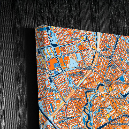 Groningen Netherlands Colorful City Map Canvas Print Detail