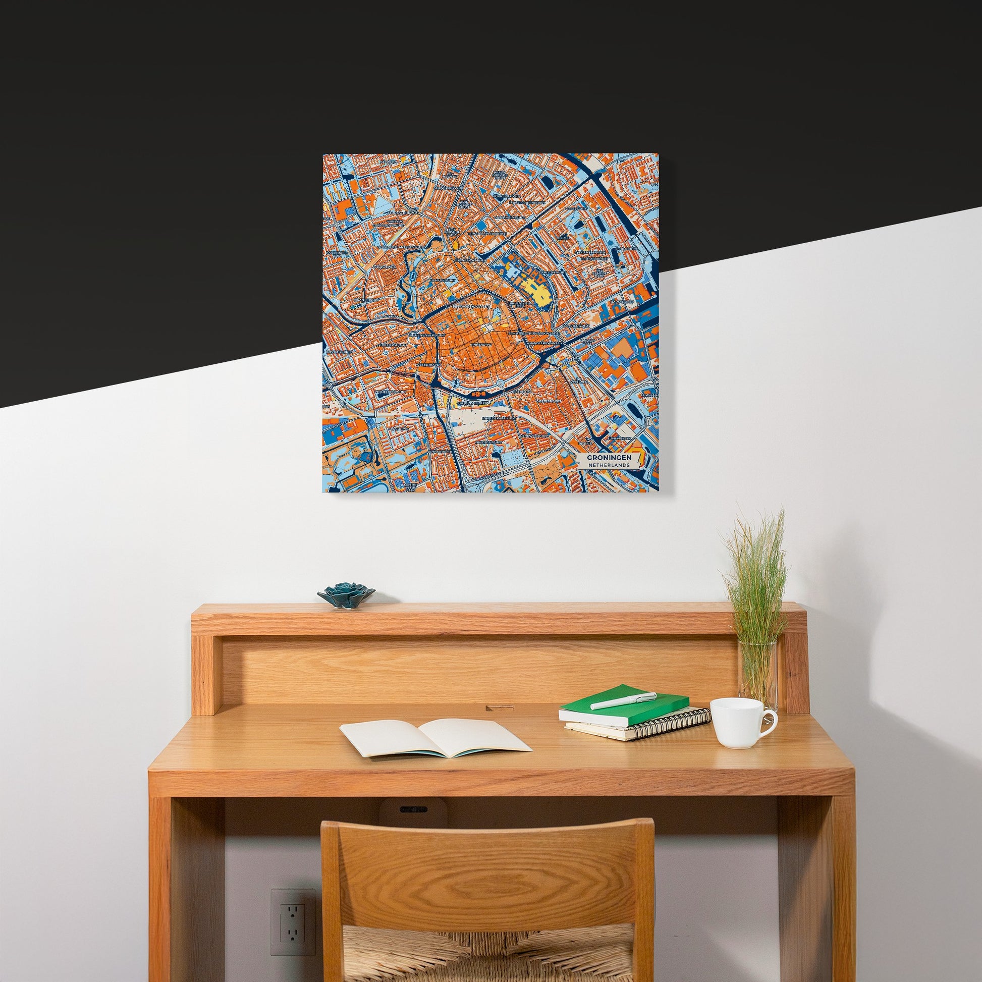 Groningen Netherlands Colorful City Map Canvas Print Scene