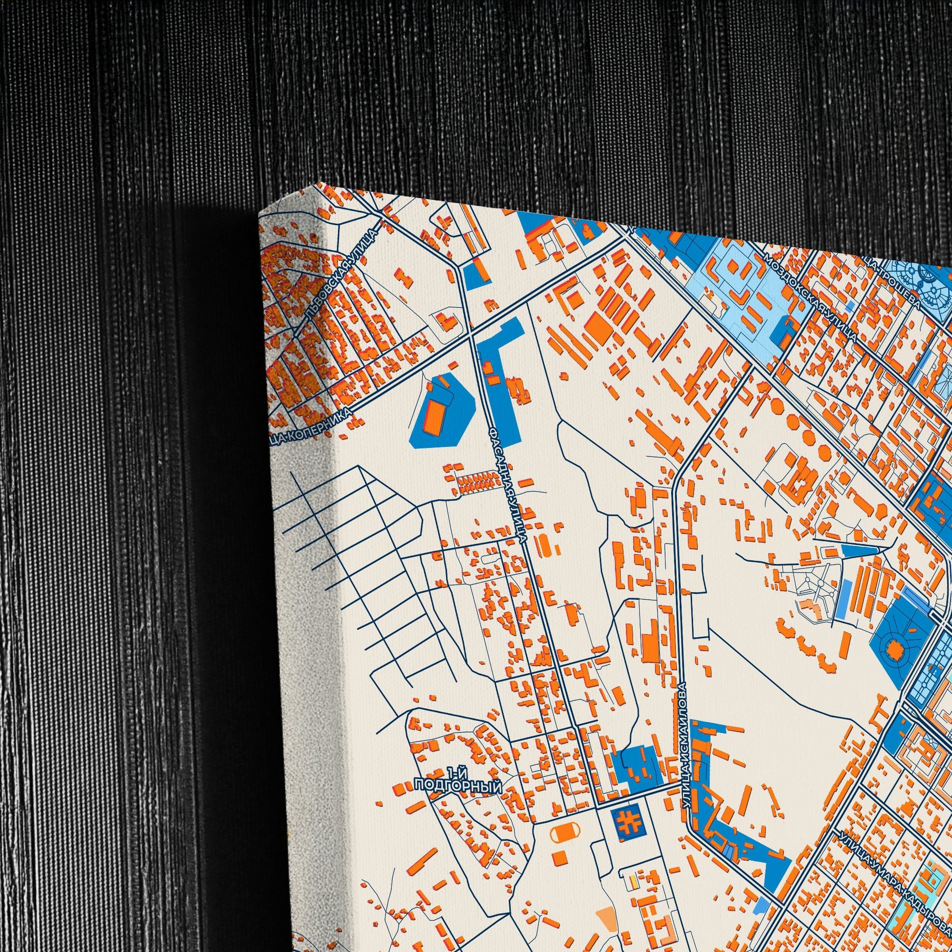 Грозный Russia Colorful City Map Canvas Print Detail