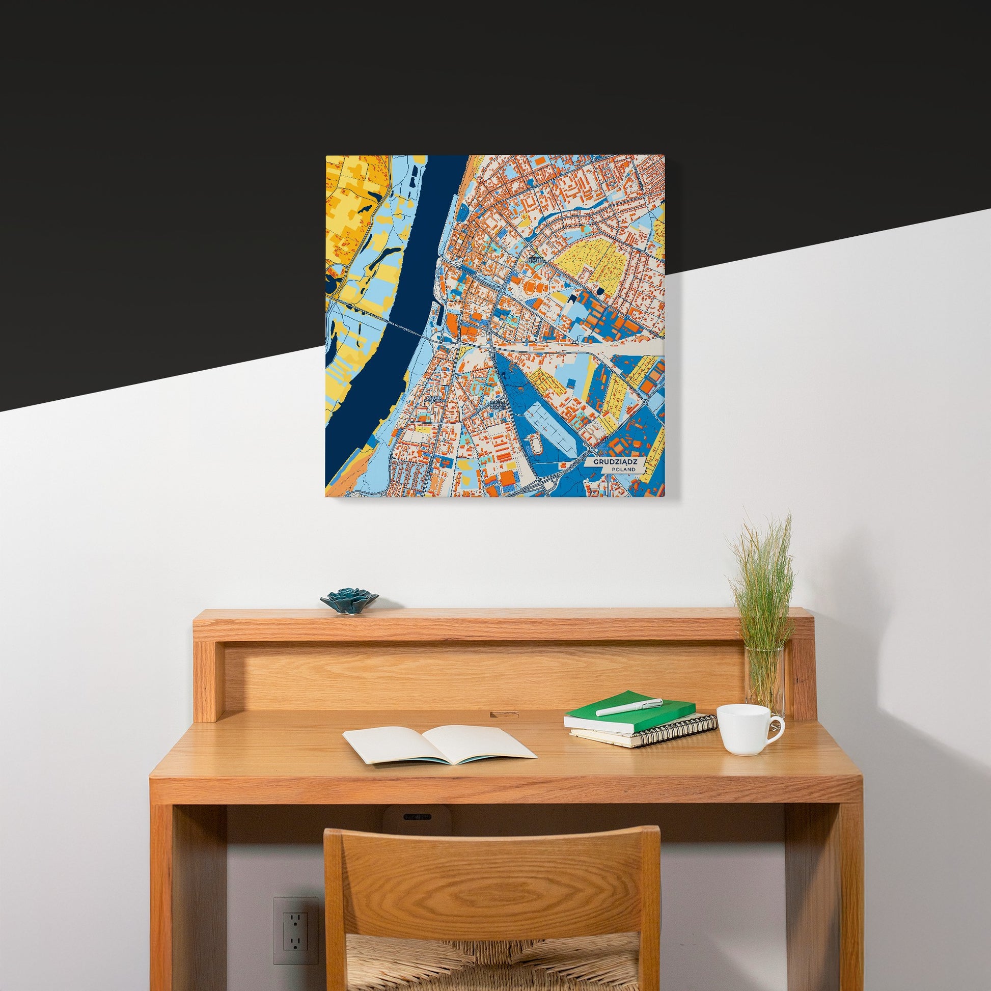 Grudziądz Poland Colorful City Map Canvas Print Scene