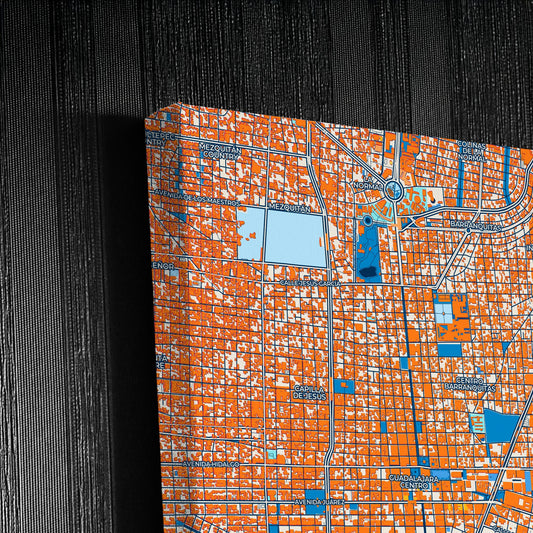 Guadalajara Mexico Colorful City Map Canvas Print Detail