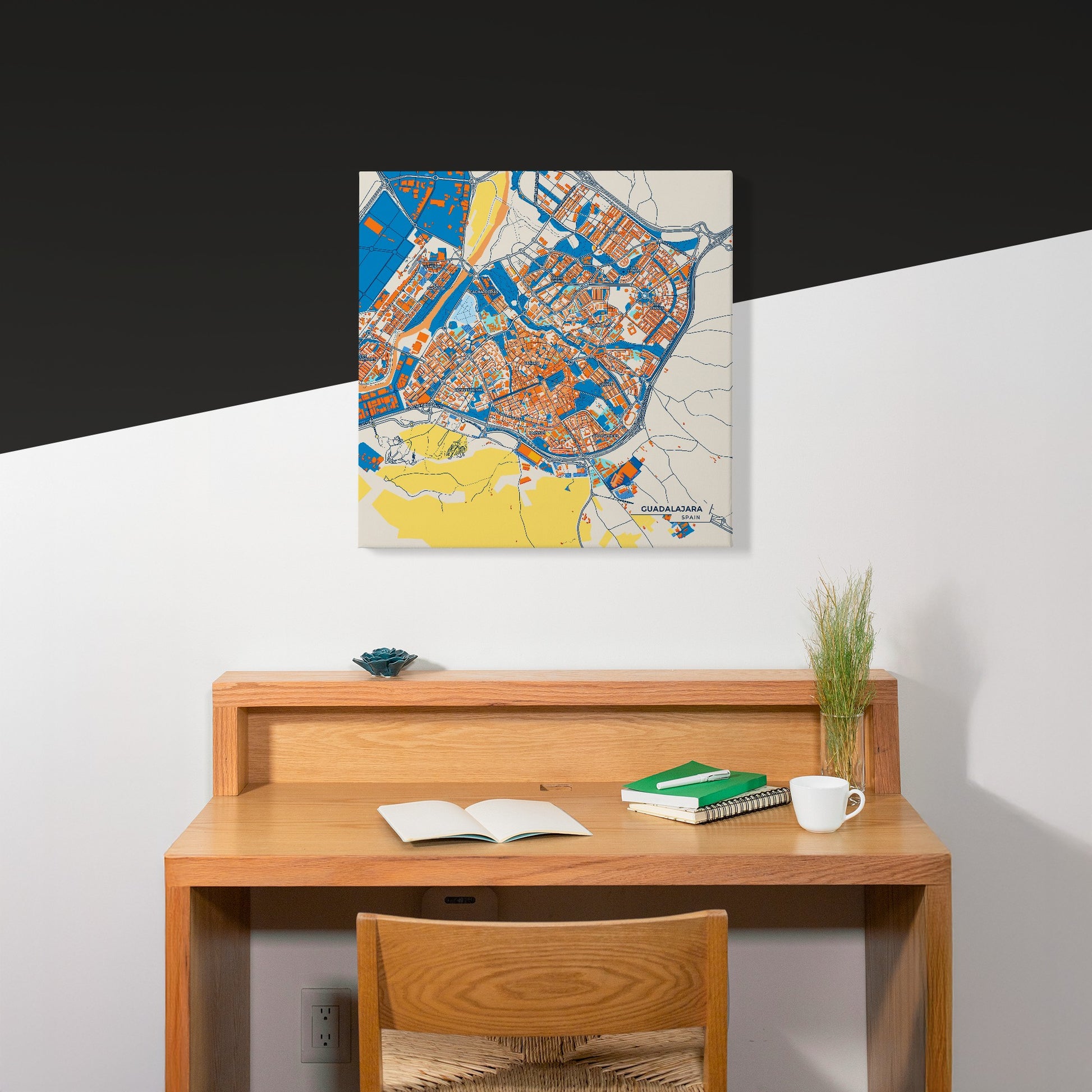 Guadalajara Spain Colorful City Map Canvas Print Scene