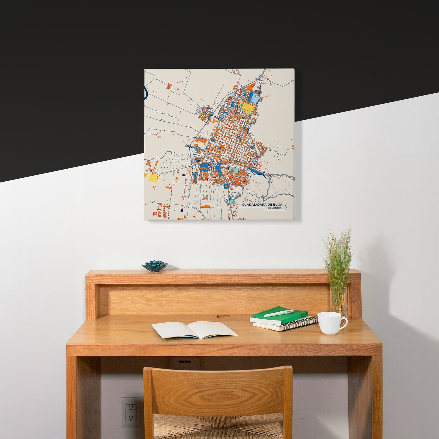 Guadalajara De Buga Colombia Colorful City Map Canvas Print Scene