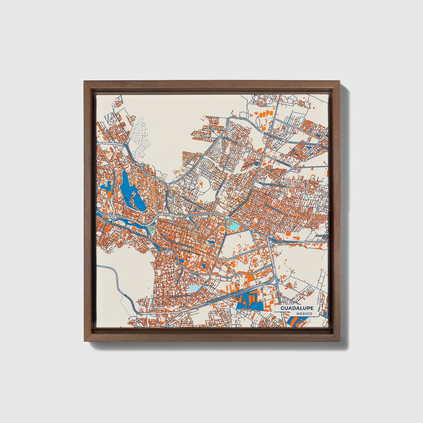 Guadalupe Mexico Colorful City Map Canvas Print • Dark Wooden Framed