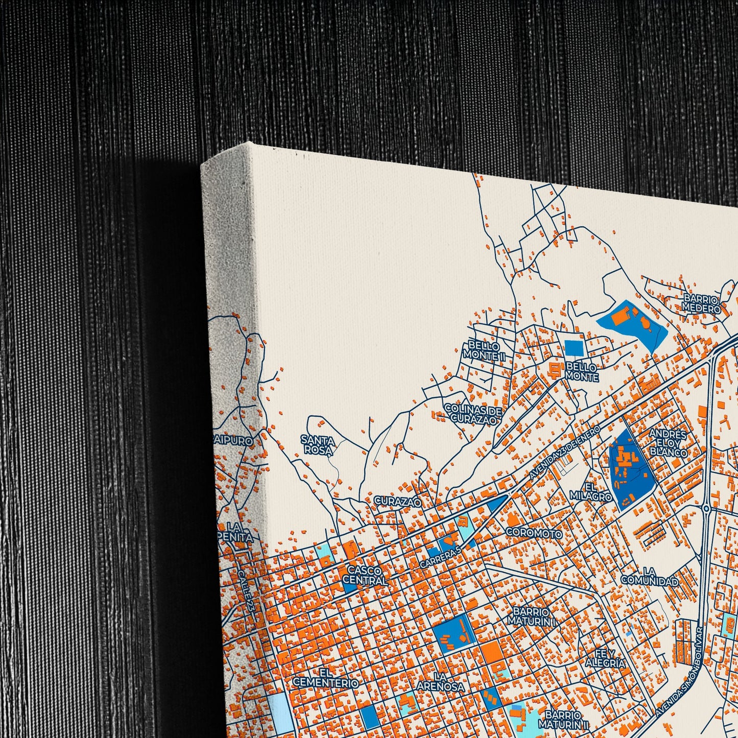Guanare Venezuela Colorful City Map Canvas Print Detail