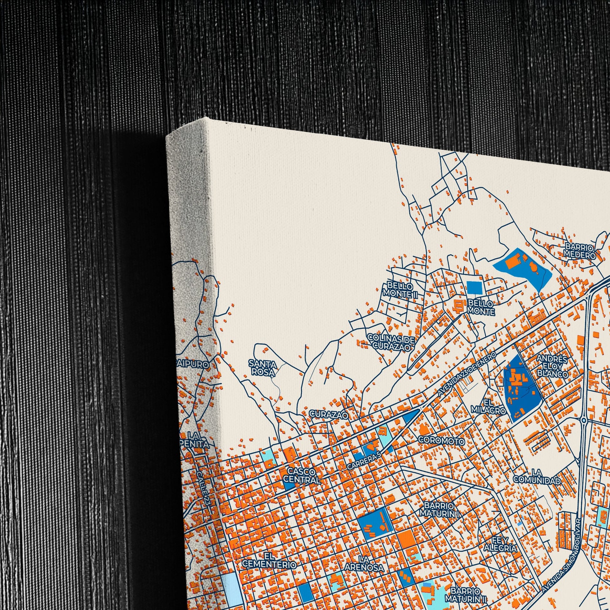Guanare Venezuela Colorful City Map Canvas Print Detail