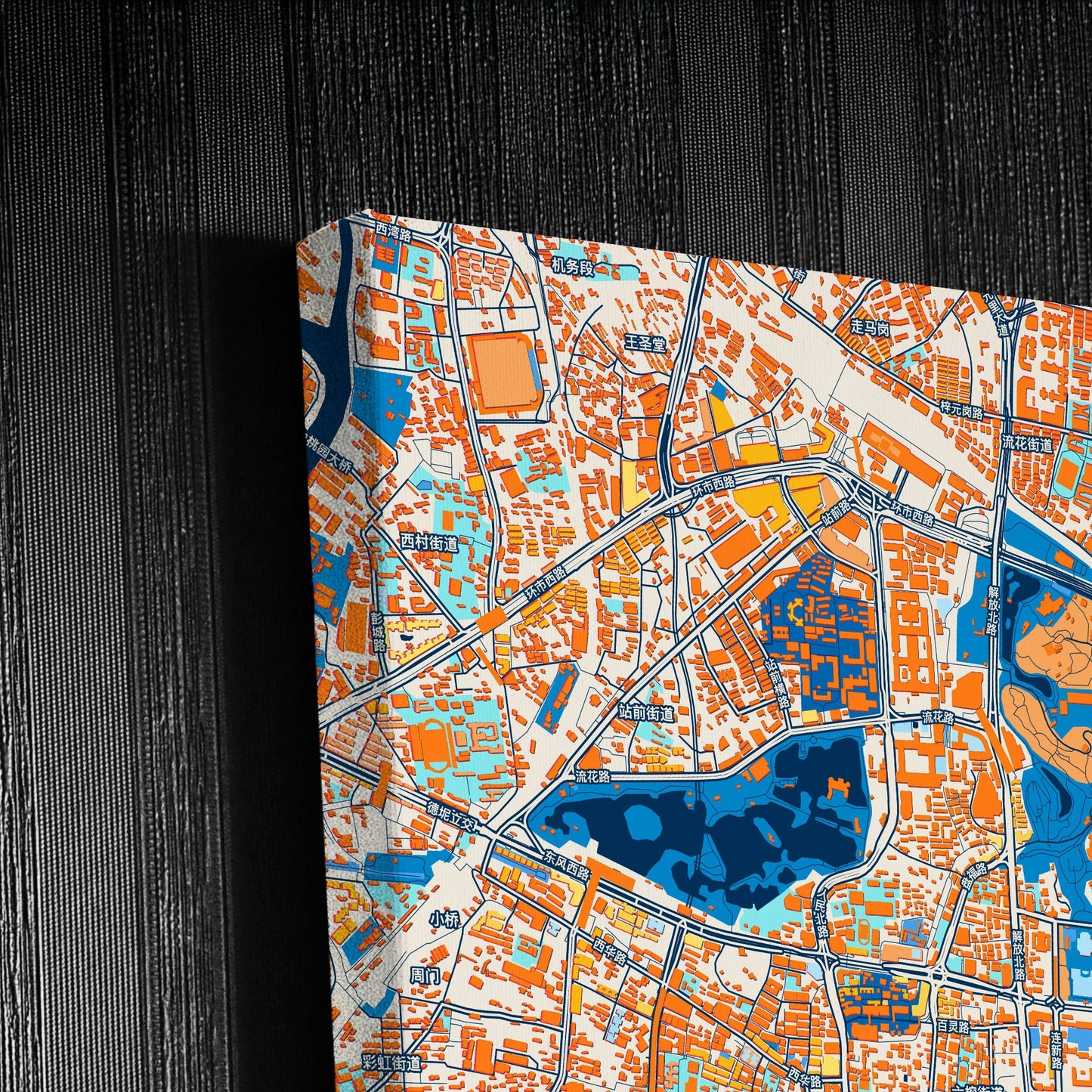 Guangzhou China Colorful City Map Canvas Print Detail