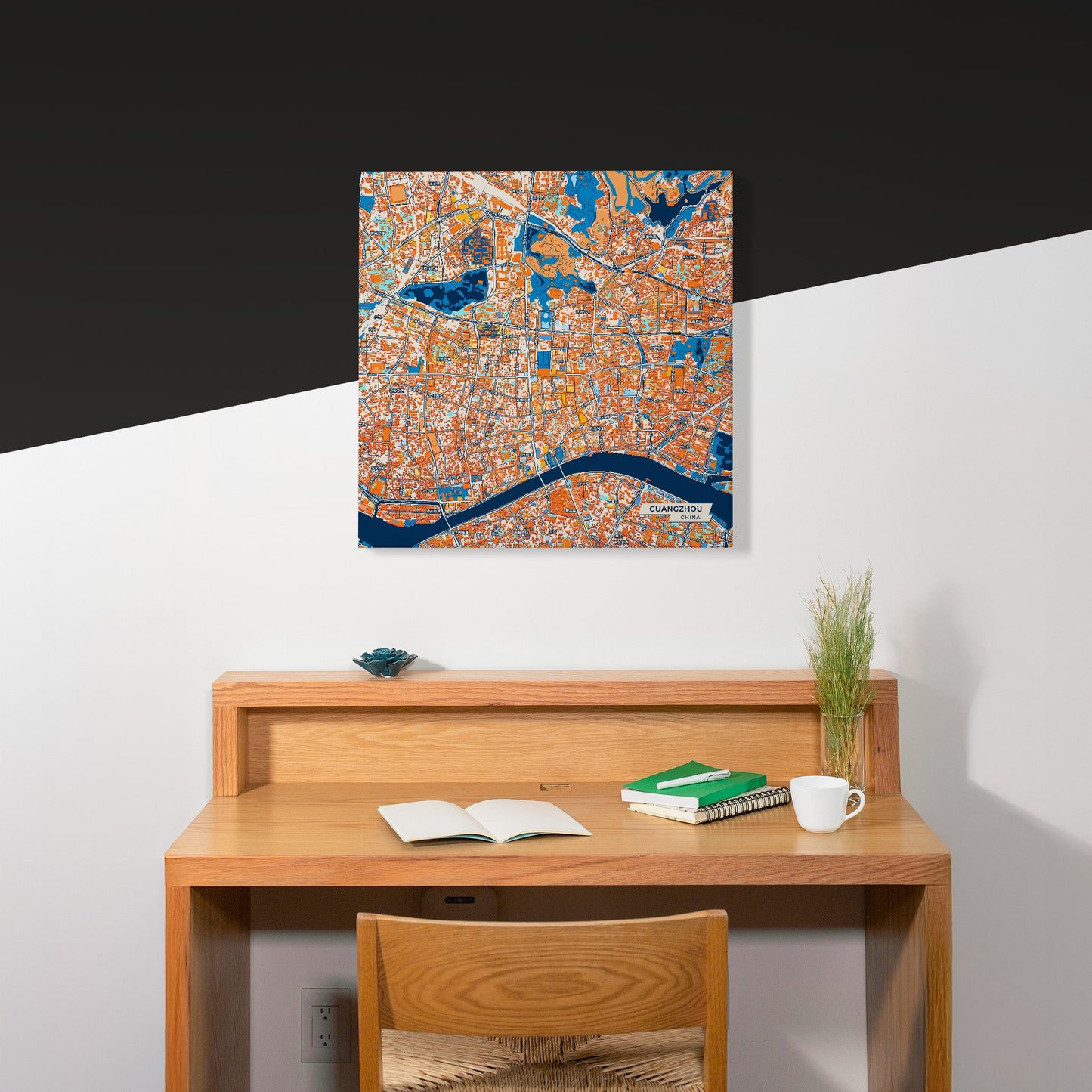 Guangzhou China Colorful City Map Canvas Print Scene