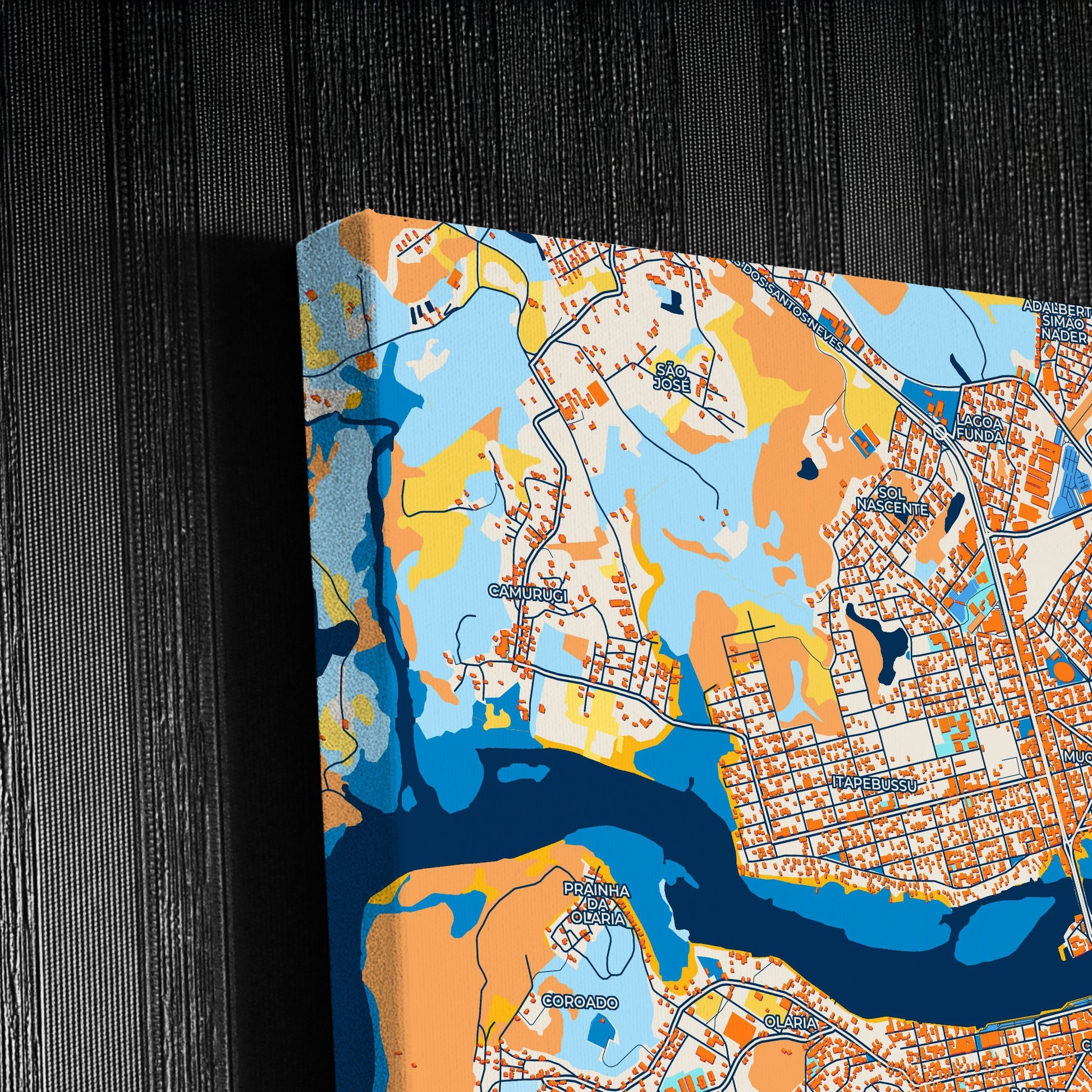 Guarapari Brazil Colorful City Map Canvas Print Detail