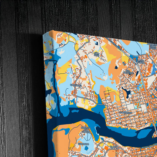 Guarapari Brazil Colorful City Map Canvas Print Detail
