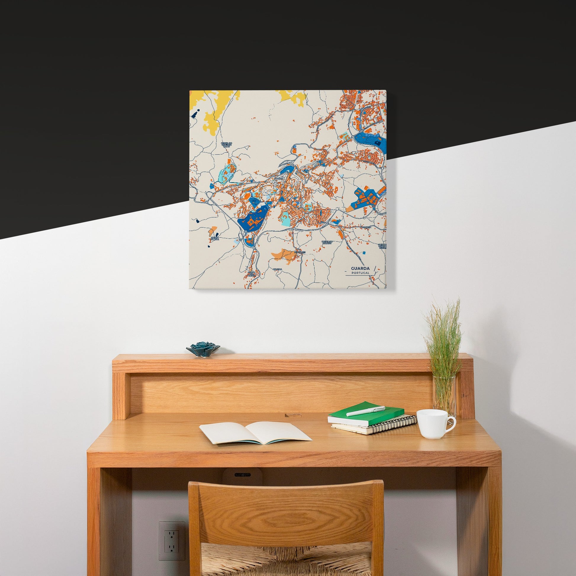 Guarda Portugal Colorful City Map Canvas Print Scene