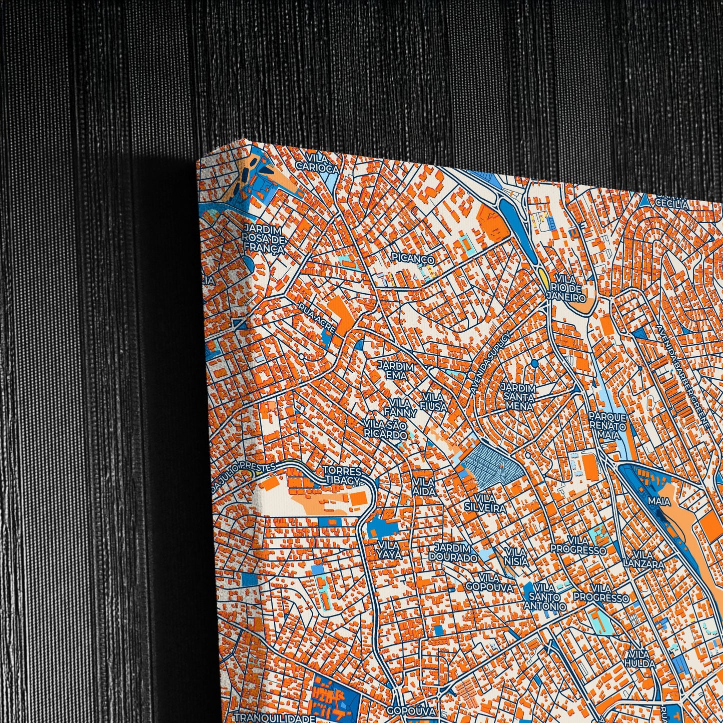 Guarulhos Brazil Colorful City Map Canvas Print Detail