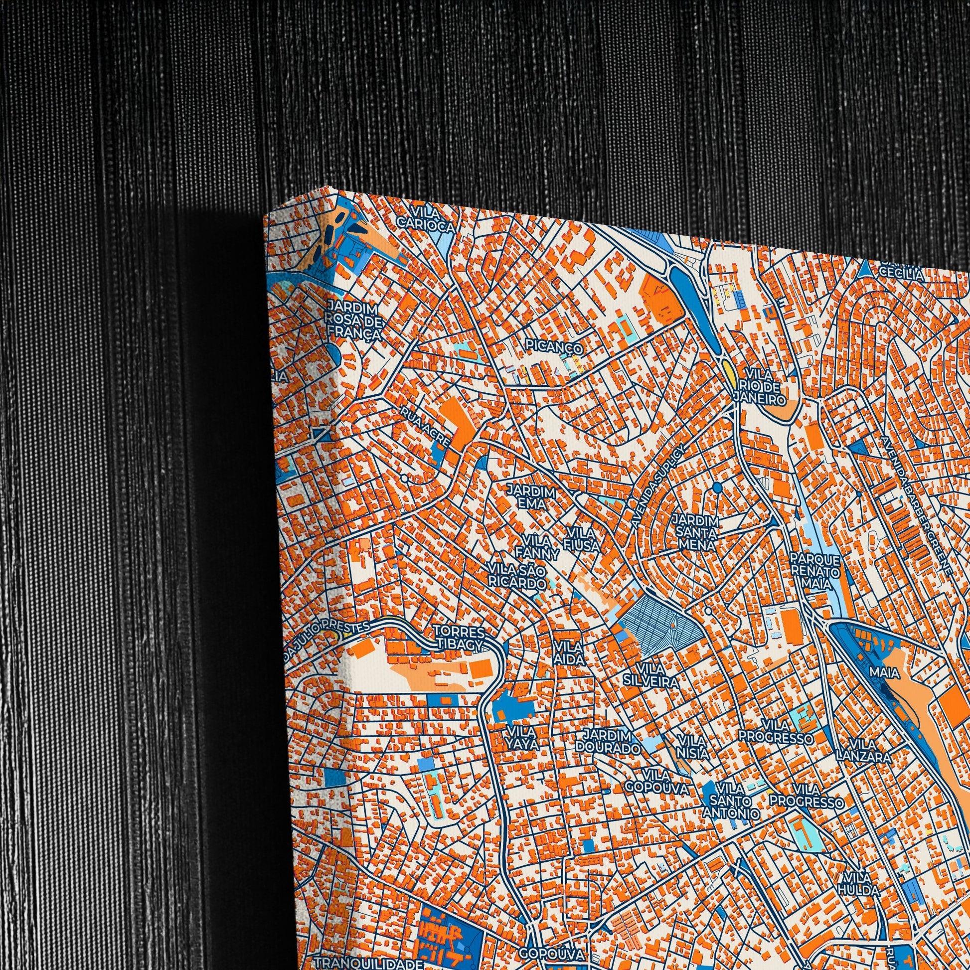 Guarulhos Brazil Colorful City Map Canvas Print Detail